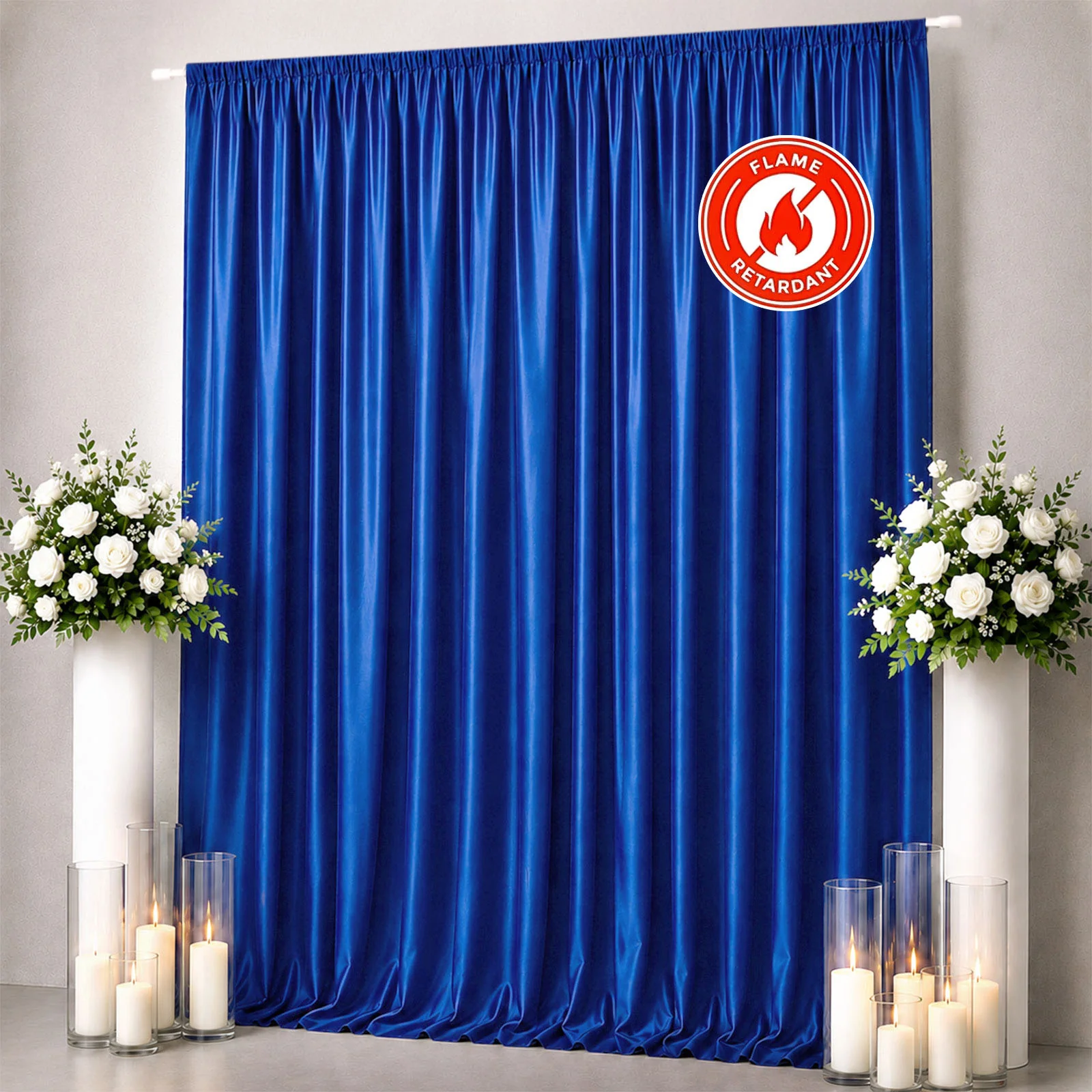 Scuba Polyester Backdrop Curtain Royal Blue 10ftx12ft Durable Flame Resistant Wrinkle-Free Event Drape Panel With Rod Pocket - Image 3
