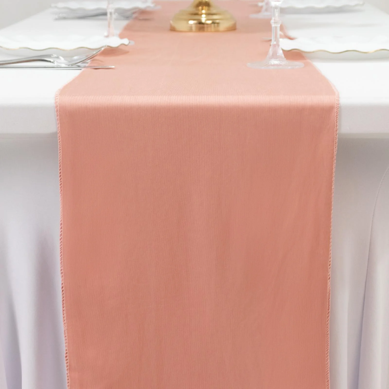Scuba Polyester Table Runner 12"x108" Dusty Rose - Wrinkle-Free Table Linen