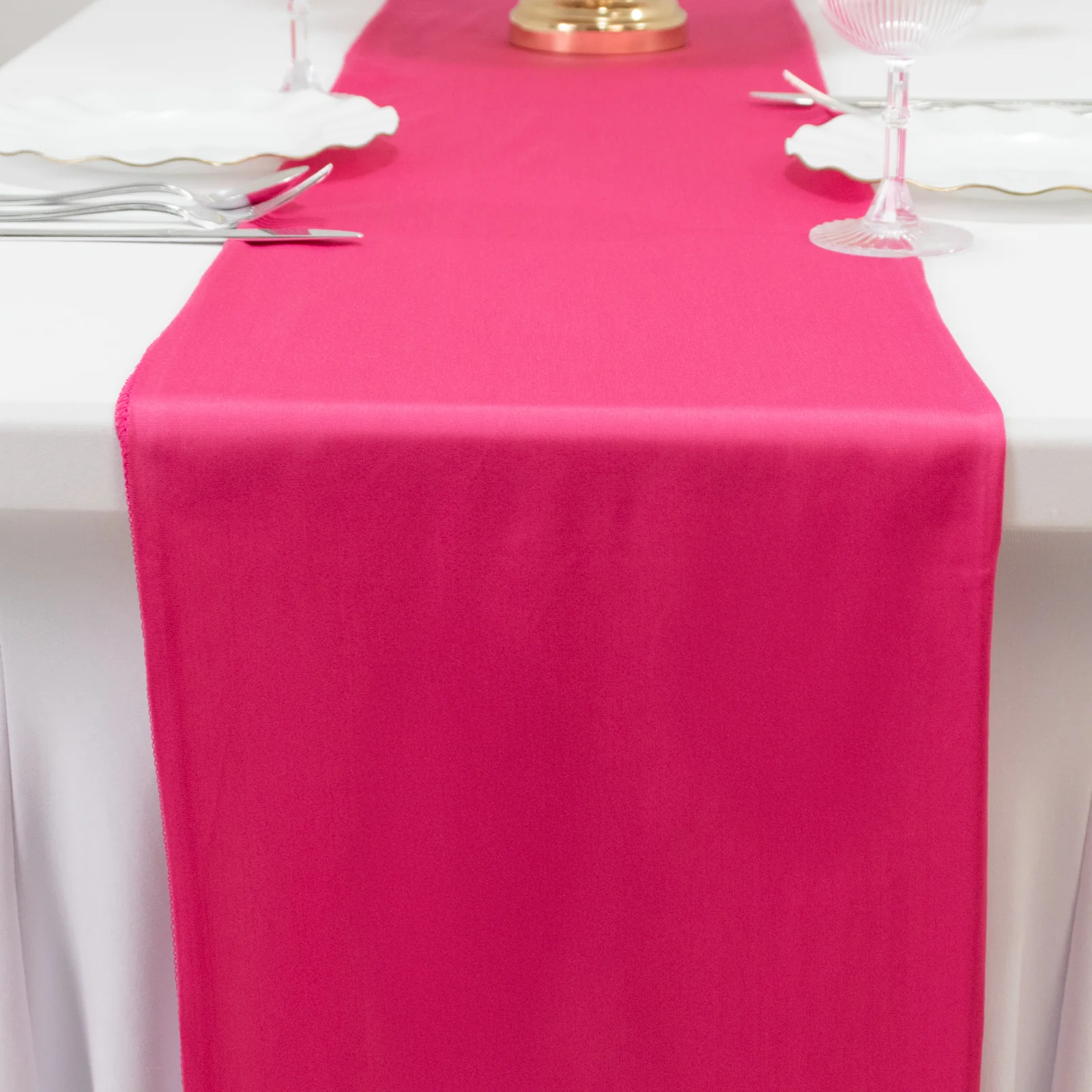 Scuba Polyester Table Runner 12"x108" Fuchsia - Wrinkle-Free Table Linen