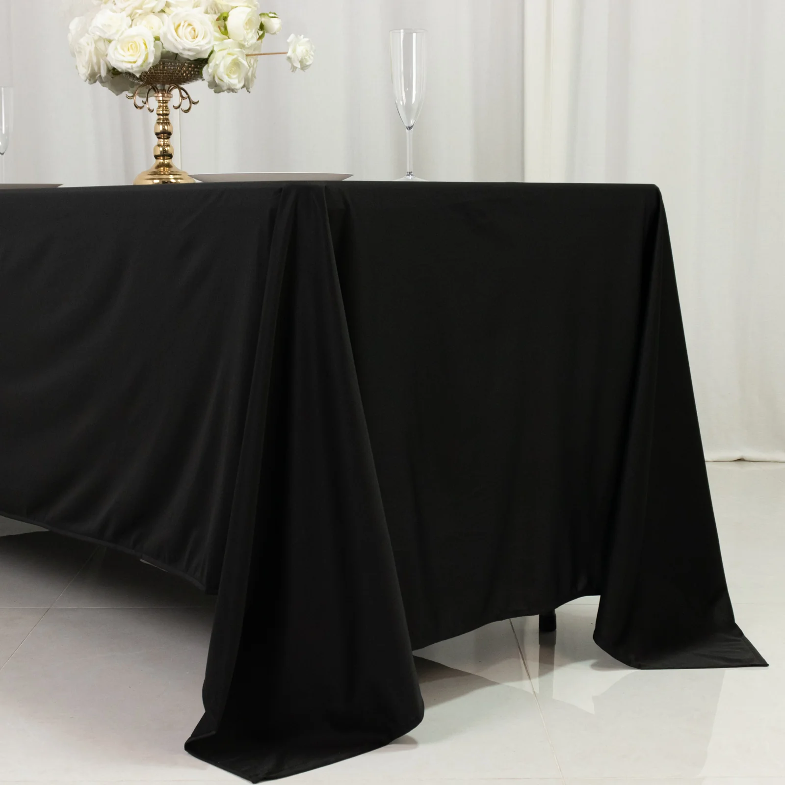 Scuba Rectangular Tablecloth 72"x120" Black - Wrinkle Free Table Cover - Image 10
