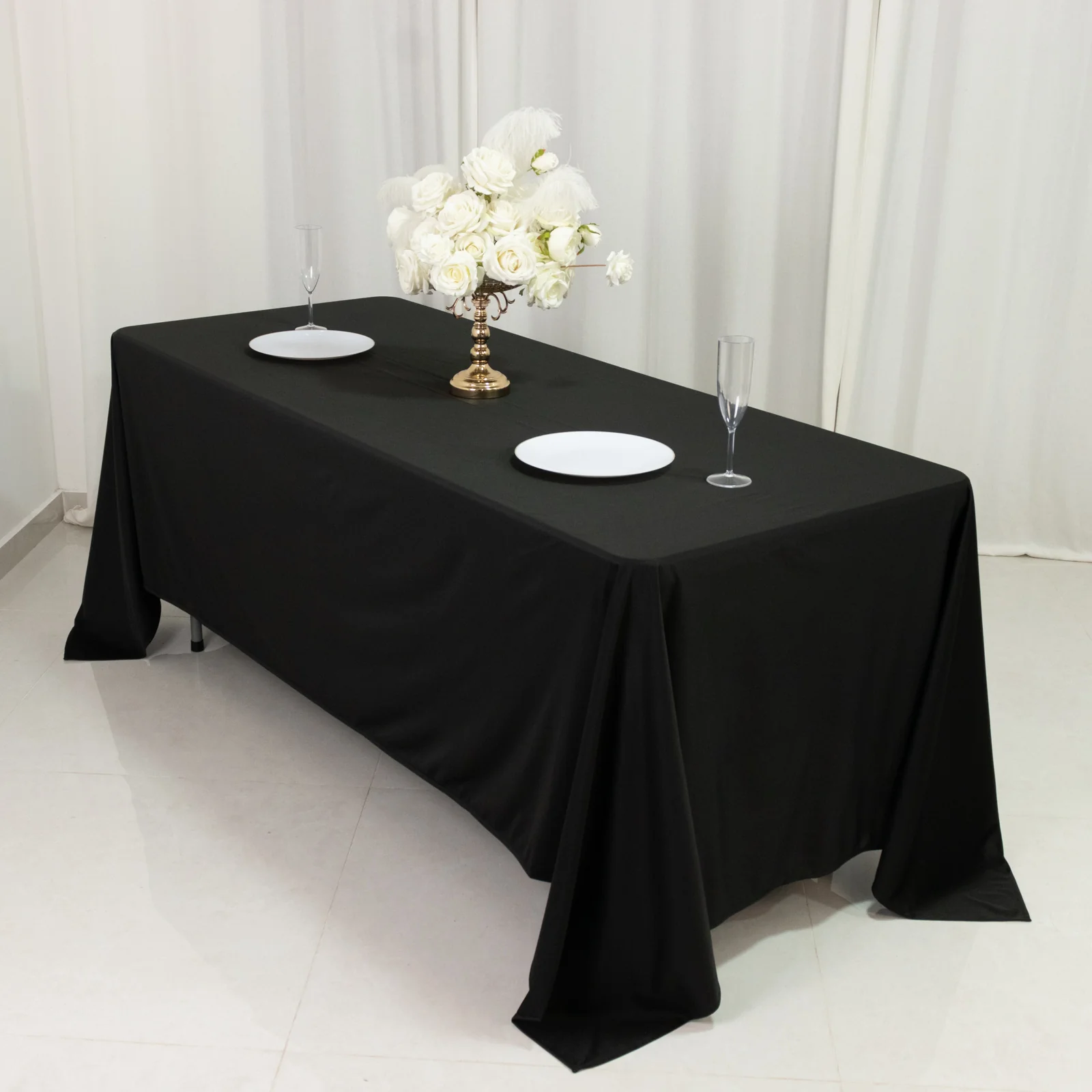 Scuba Rectangular Tablecloth 72"x120" Black - Wrinkle Free Table Cover - Image 3