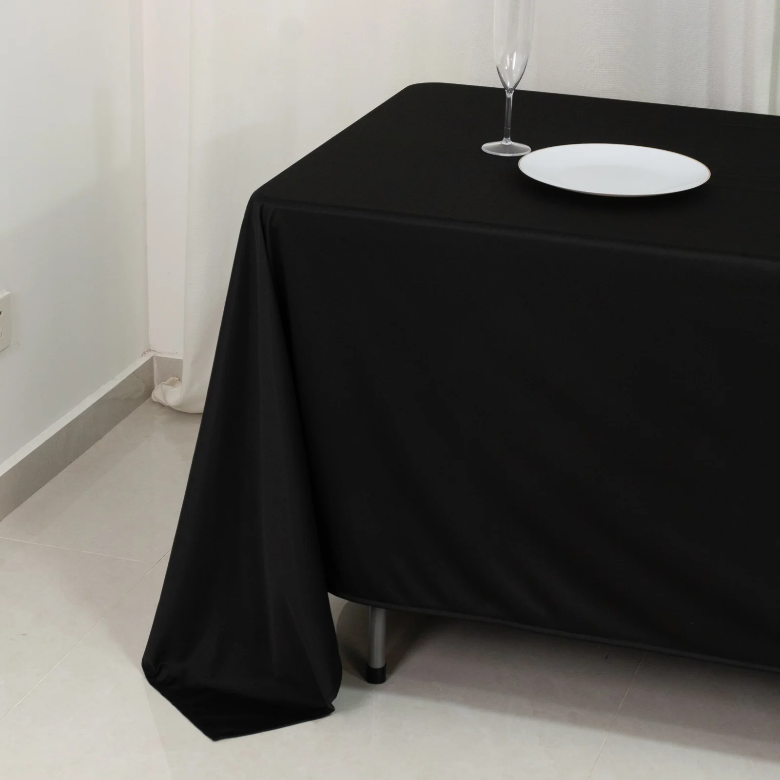 Scuba Rectangular Tablecloth 72"x120" Black - Wrinkle Free Table Cover - Image 6