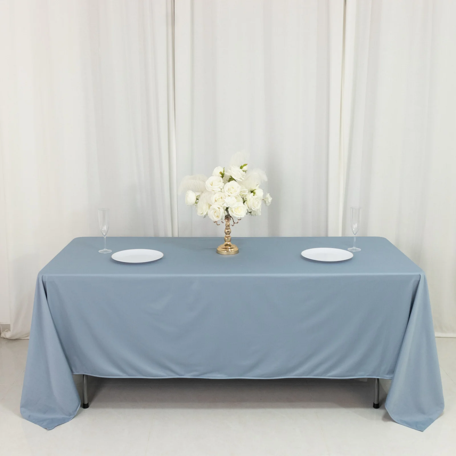 Scuba Rectangular Tablecloth 72"x120" Dusty Blue - Wrinkle Free Table Cover