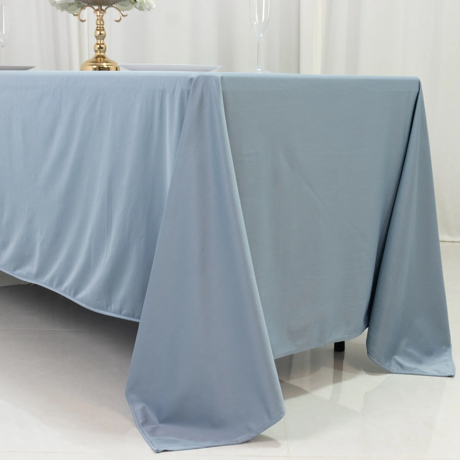Scuba Rectangular Tablecloth 72"x120" Dusty Blue - Wrinkle Free Table Cover - Image 10