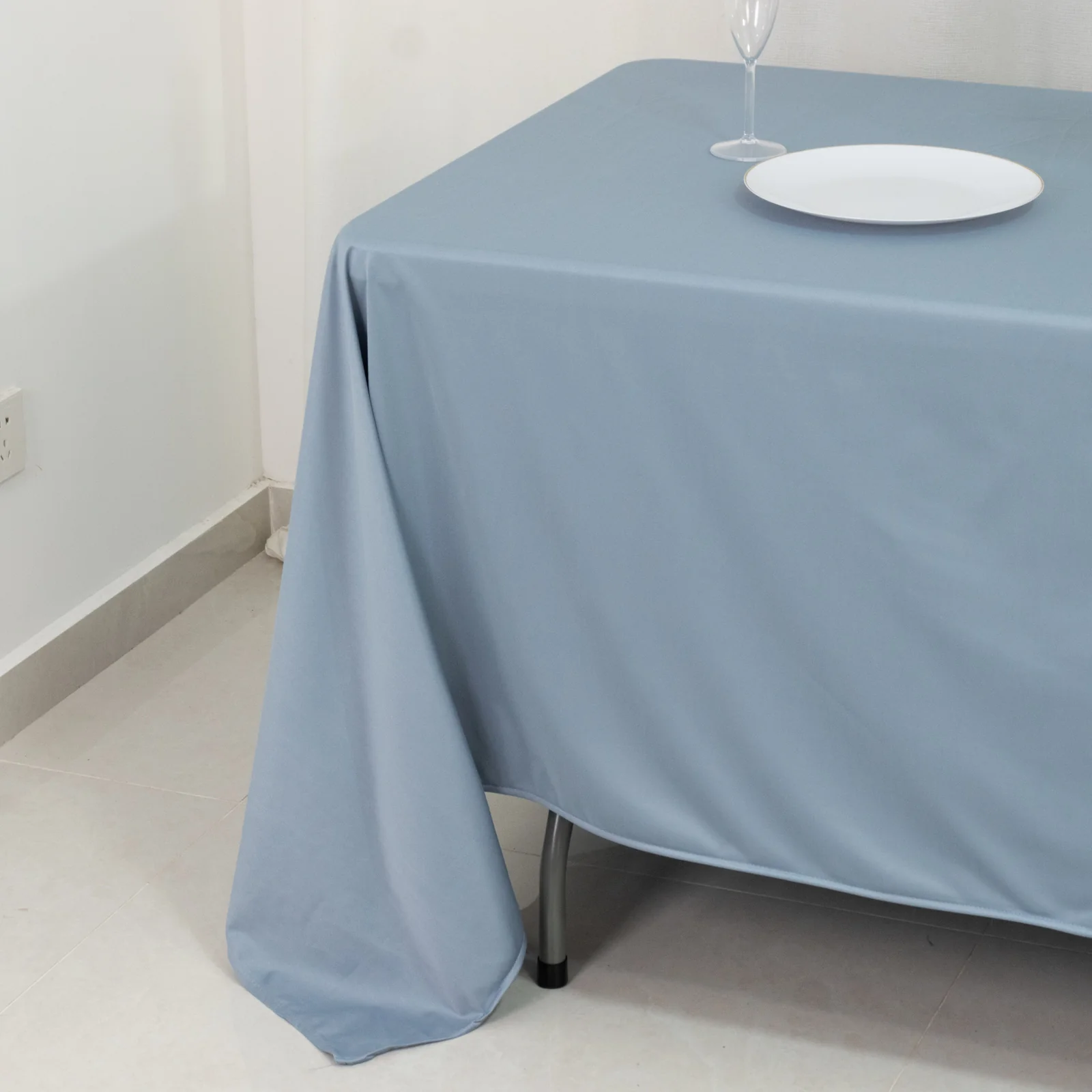 Scuba Rectangular Tablecloth 72"x120" Dusty Blue - Wrinkle Free Table Cover - Image 7
