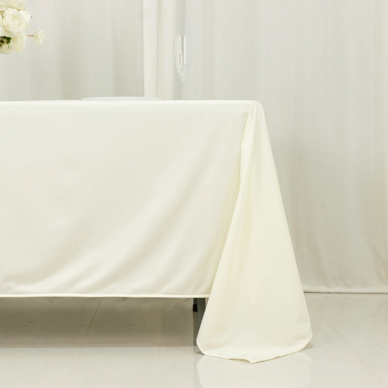 Scuba Rectangular Tablecloth 72"x120" Ivory - Wrinkle Free Table Cover - Image 2