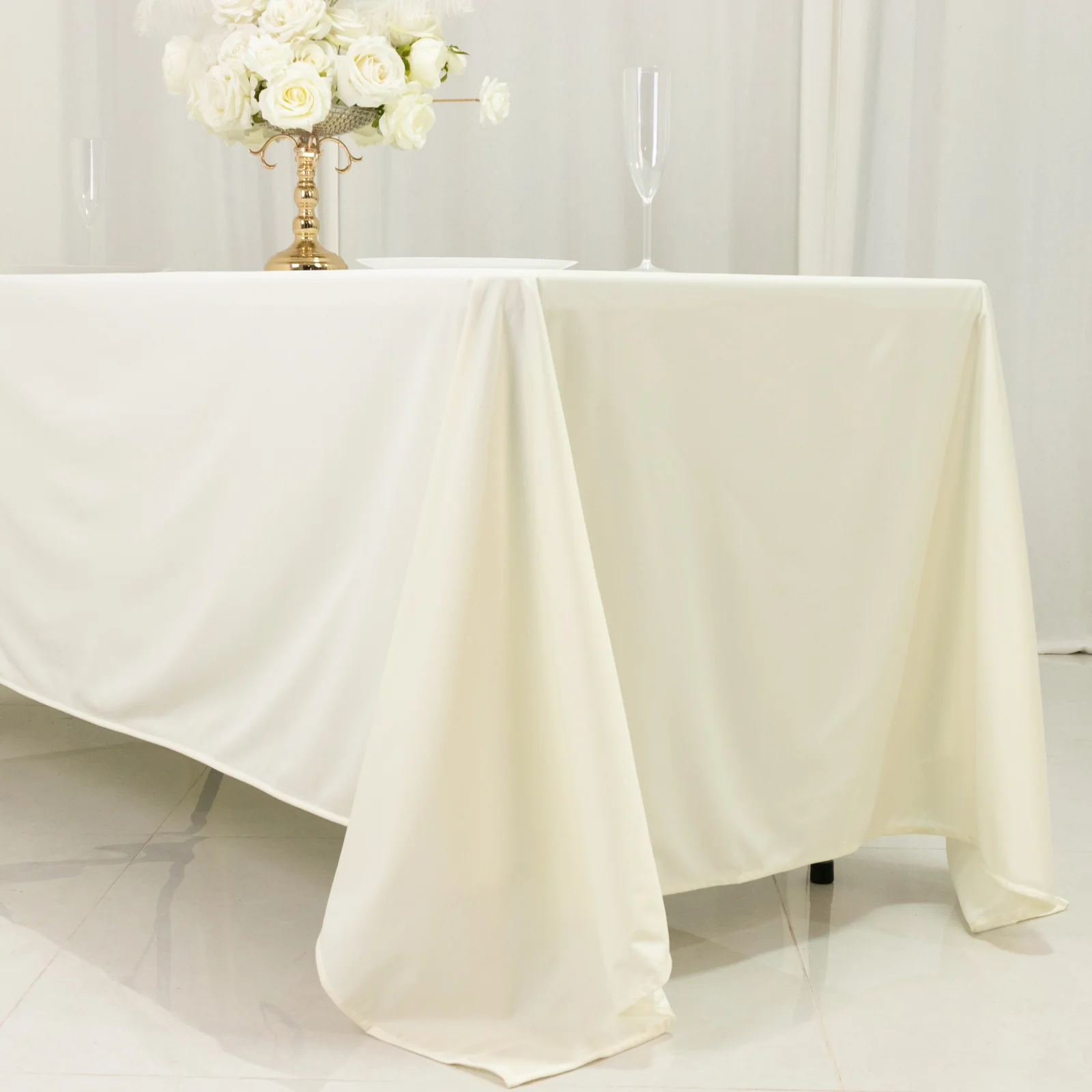 Scuba Rectangular Tablecloth 72"x120" Ivory - Wrinkle Free Table Cover - Image 6