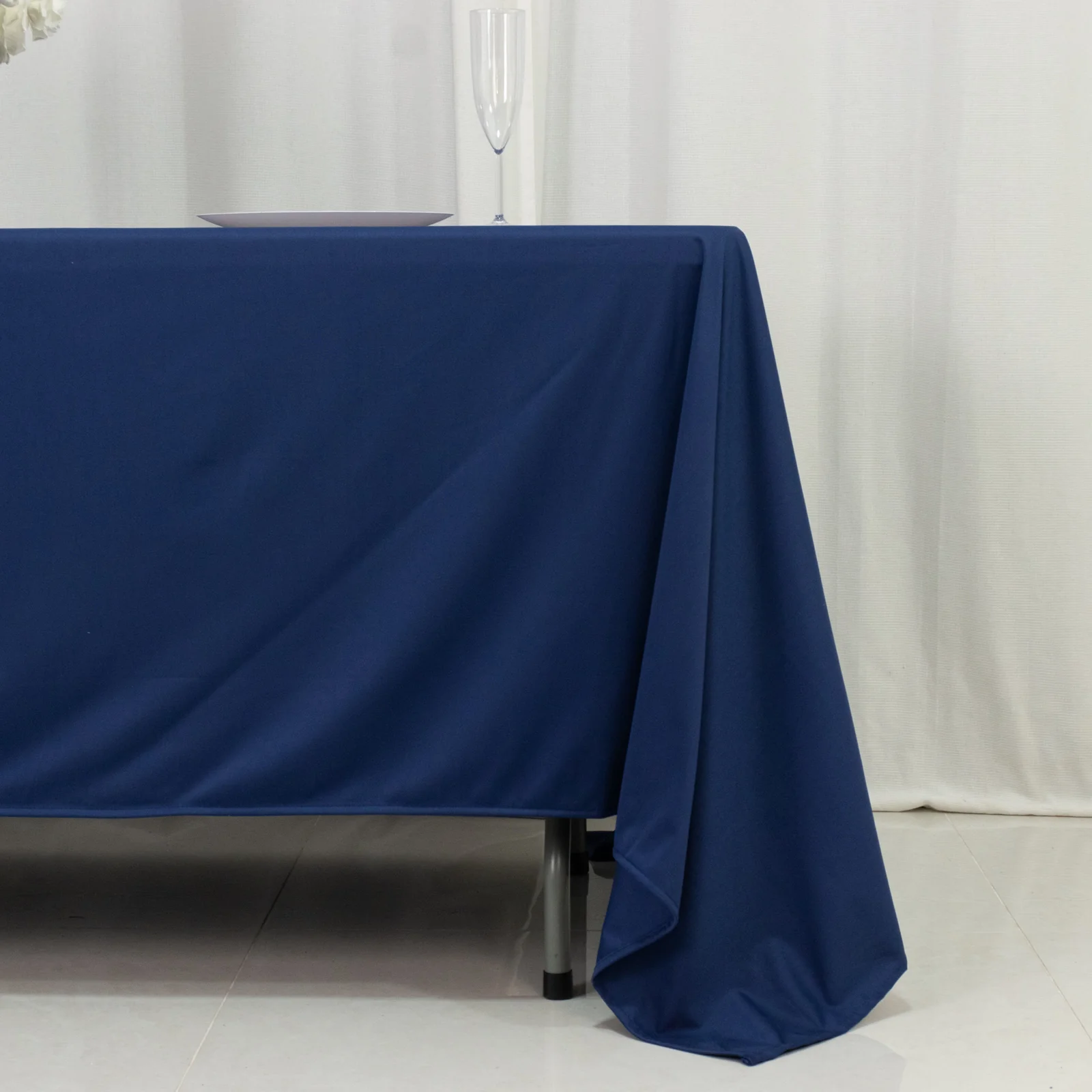 Scuba Rectangular Tablecloth 72"x120" Navy Blue - Wrinkle Free Table Cover - Image 2