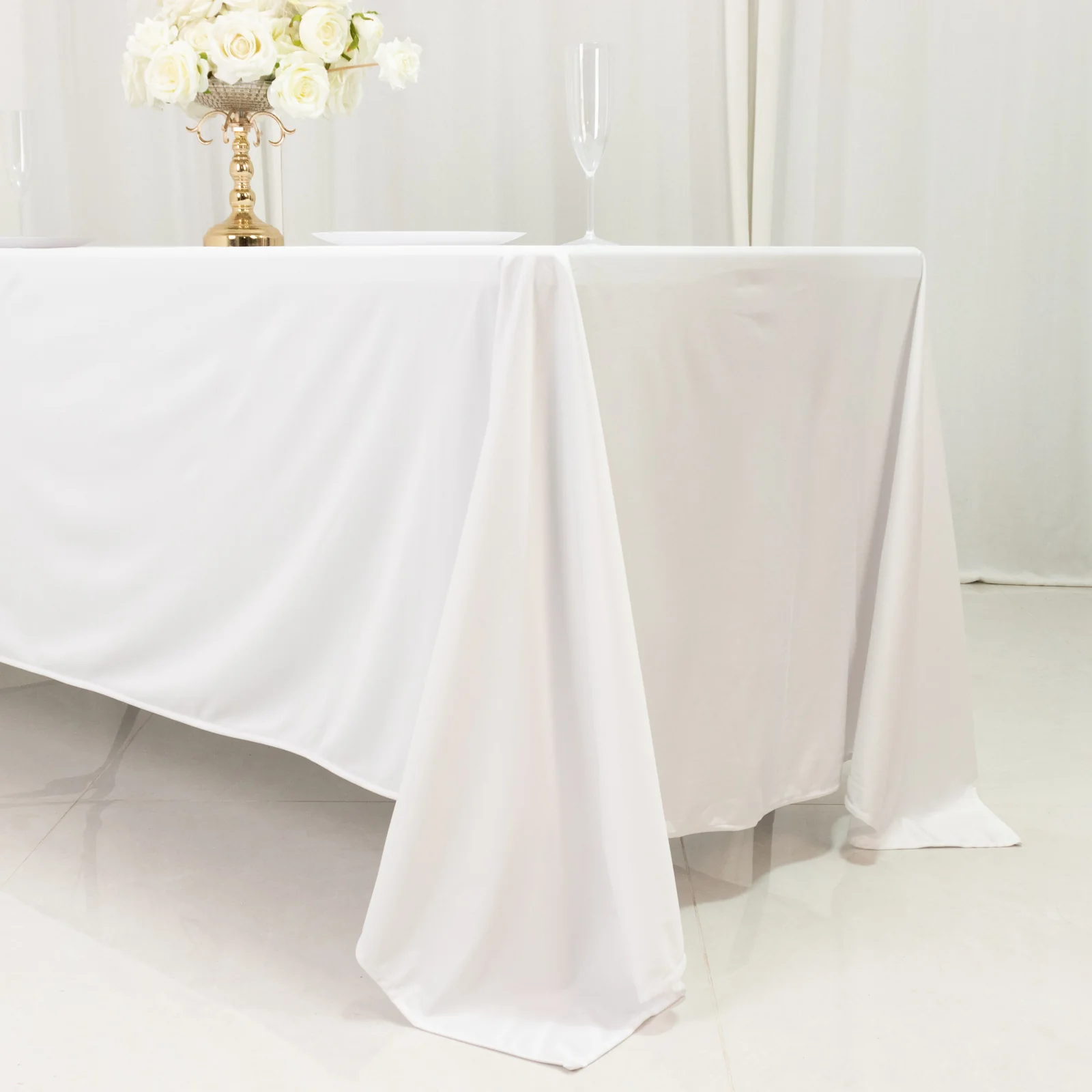 Scuba Rectangular Tablecloth 72"x120" White - Wrinkle Free Table Cover - Image 10