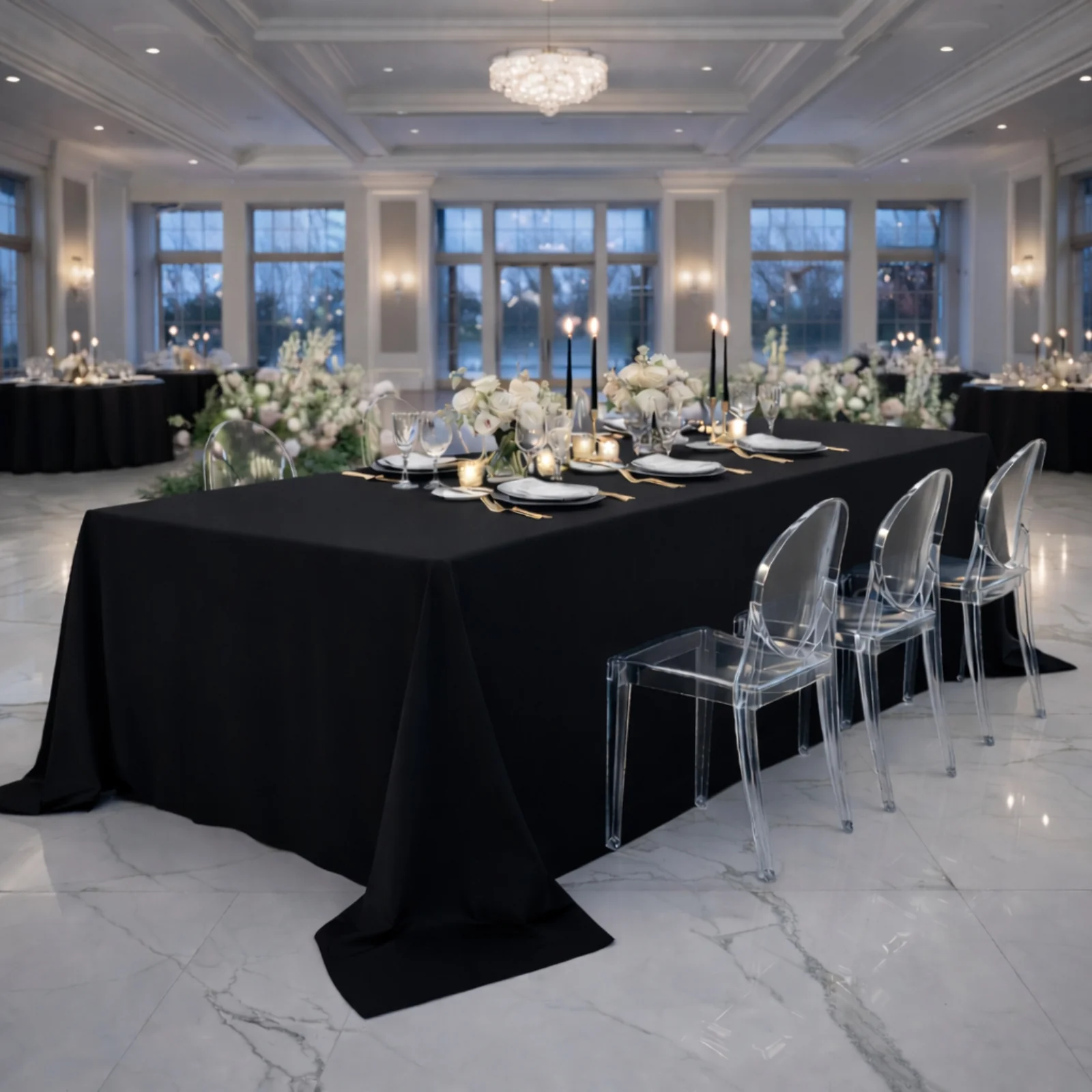 Scuba Rectangular King Tablecloth – Black, 108" x 156" Extra-Wide, Wrinkle-Free & Stain-Resistant Banquet Linen for 8ft Tables - Image 6