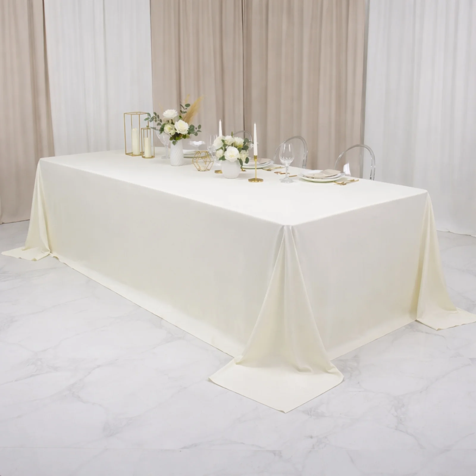 Scuba Rectangular King Tablecloth – Ivory, 108" x 156" Extra-Wide, Wrinkle-Free & Stain-Resistant Banquet Linen for 8ft Tables - Image 6