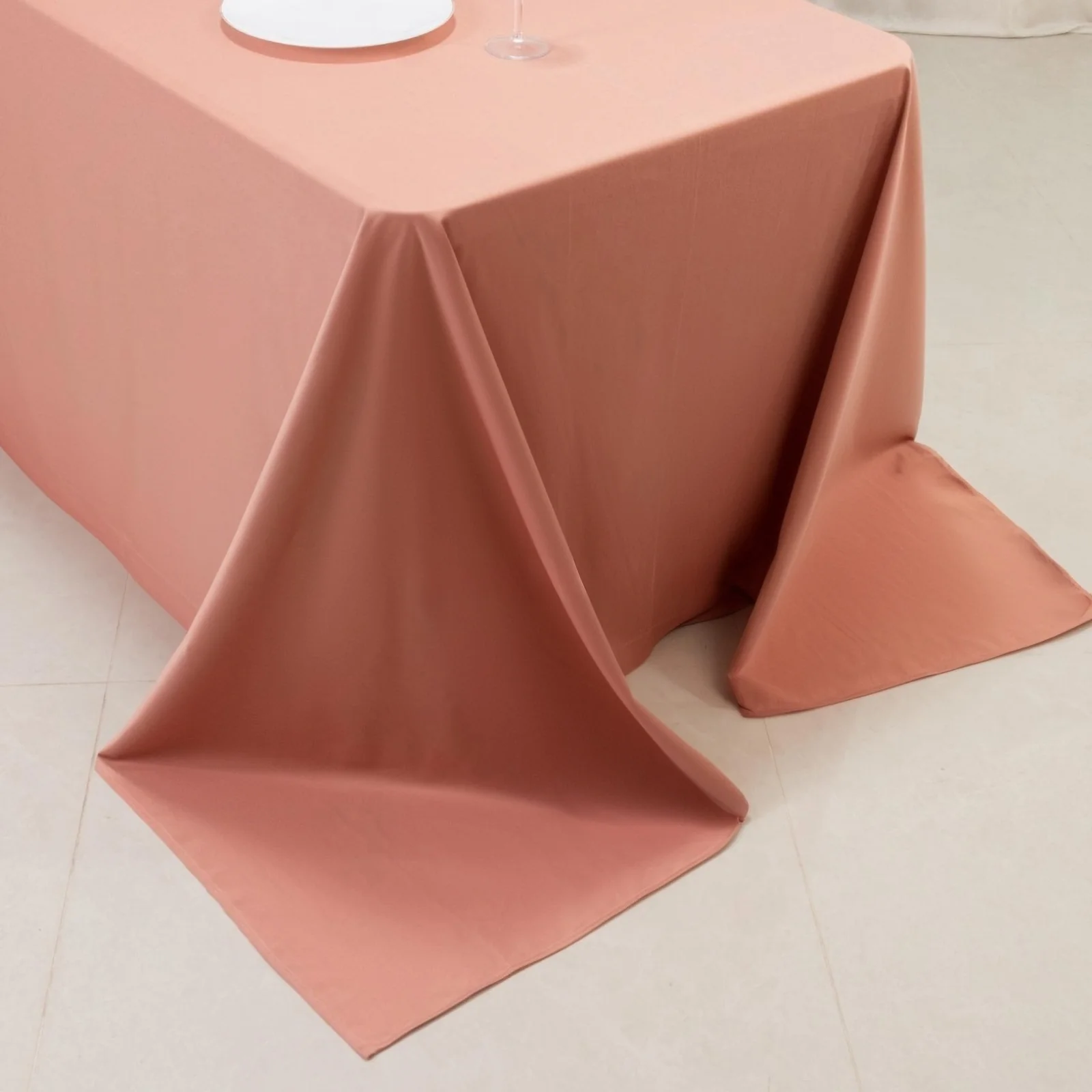 Scuba Rectangular Tablecloth 90"x156" Dusty Rose - Seamless & Wrinkle Free Table Cover - Image 2