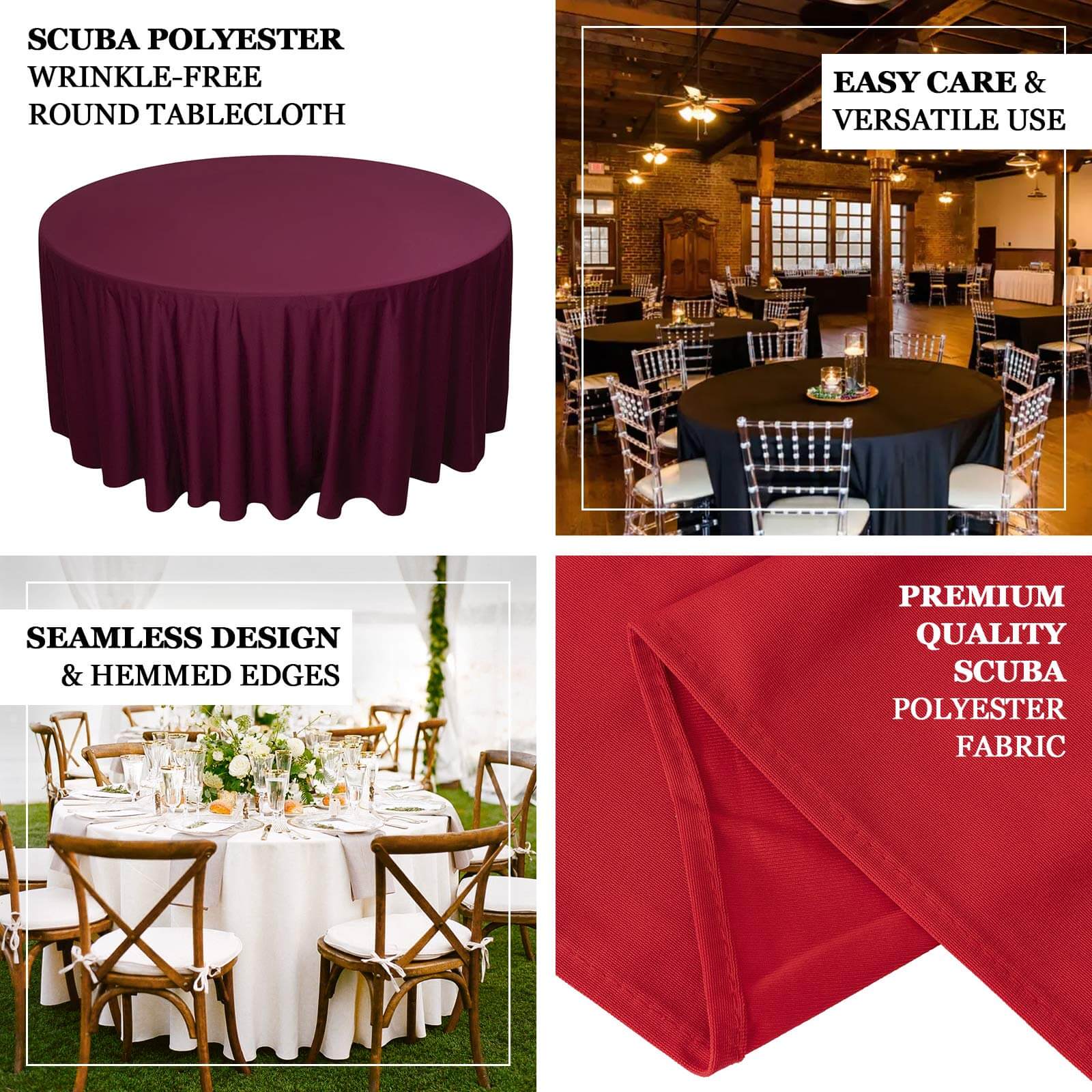 Scuba Round Tablecloth 132" Dusty Rose - Seamless & Wrinkle Free Table Cover - Image 5