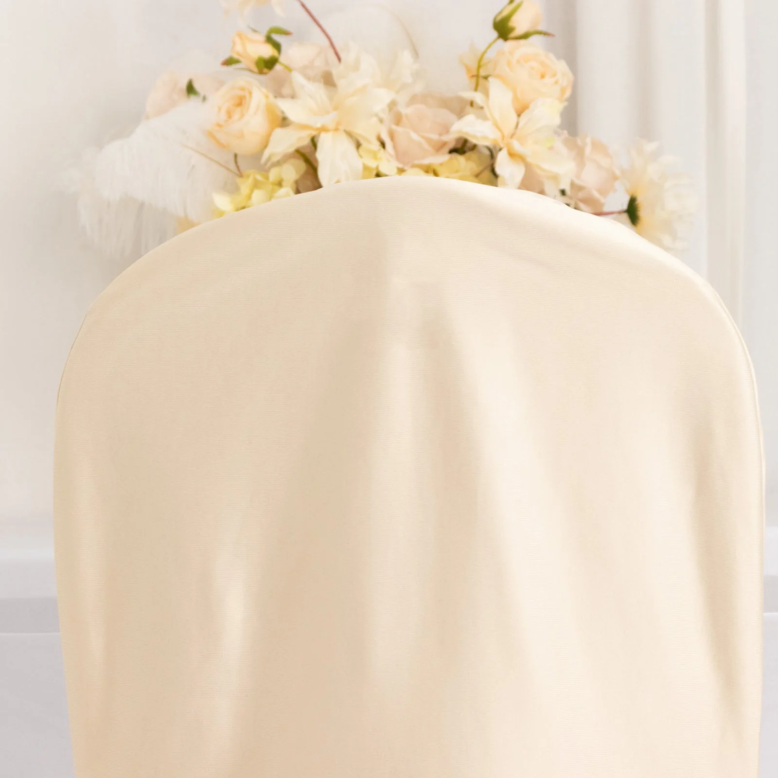 Scuba Stretch Banquet Chair Cover Beige - Wrinkle Free & Durable Slim Fit Slipcover - Image 2