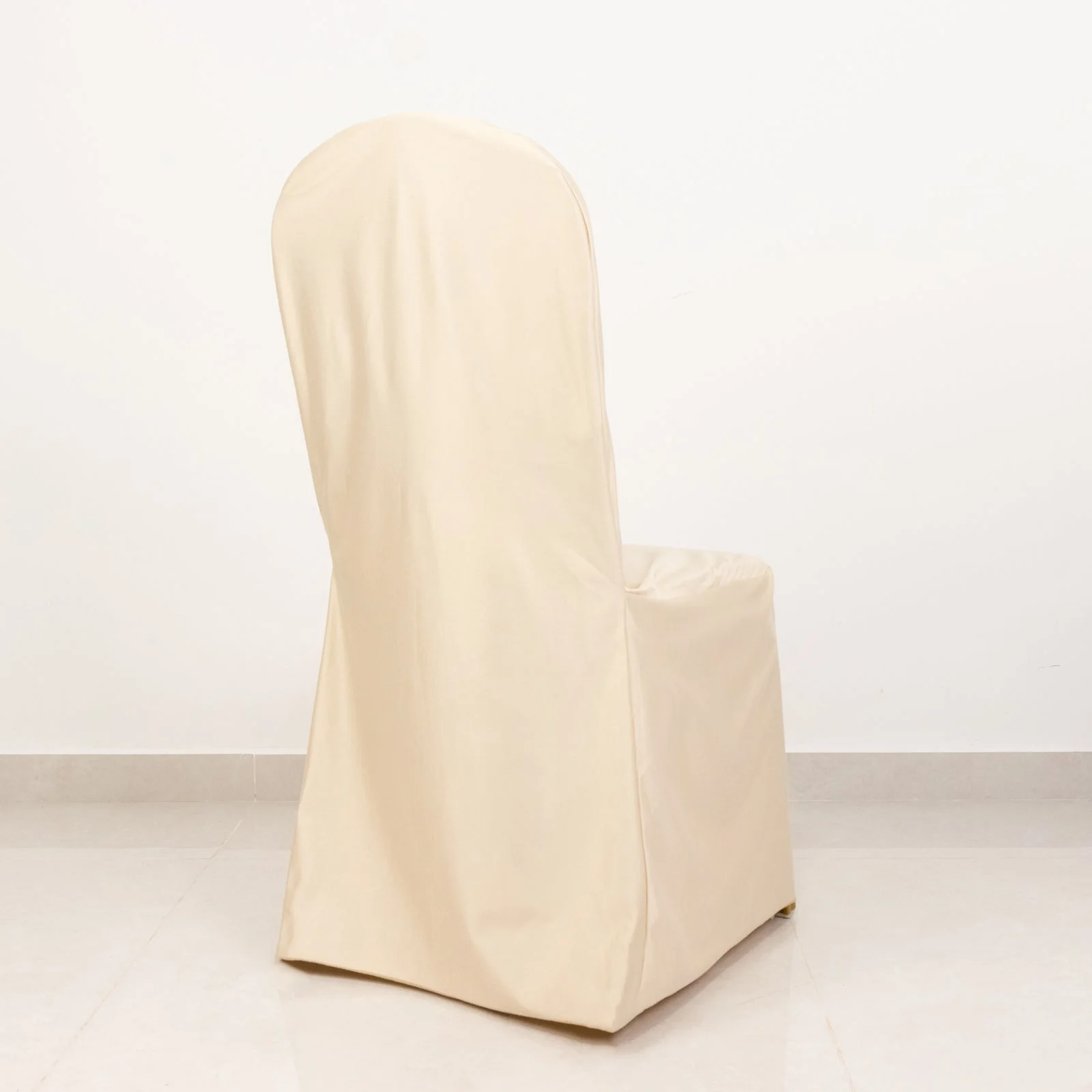 Scuba Stretch Banquet Chair Cover Beige - Wrinkle Free & Durable Slim Fit Slipcover - Image 6