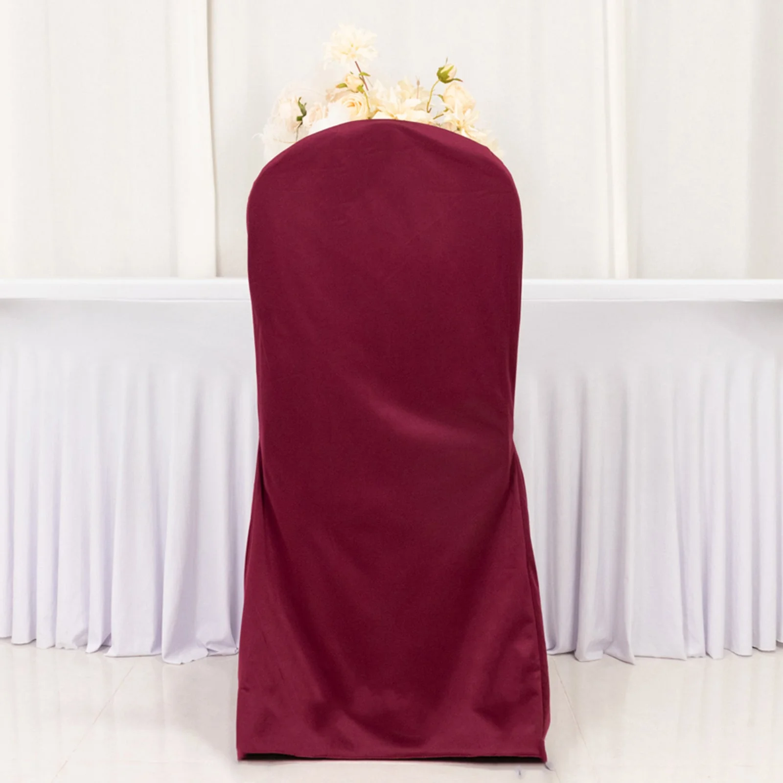 Scuba Stretch Banquet Chair Cover Burgundy - Wrinkle Free & Durable Slim Fit Slipcover - Image 2