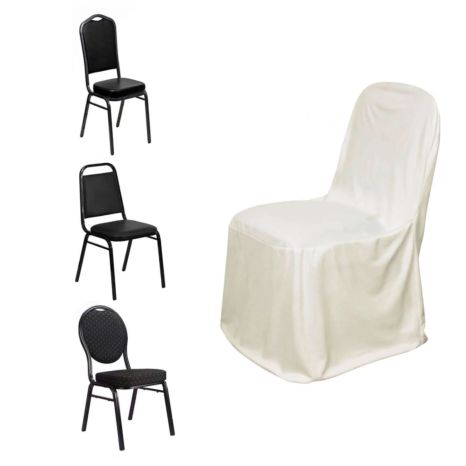 Scuba Stretch Banquet Chair Cover Ivory - Wrinkle Free & Durable Slim Fit Slipcover - Image 6