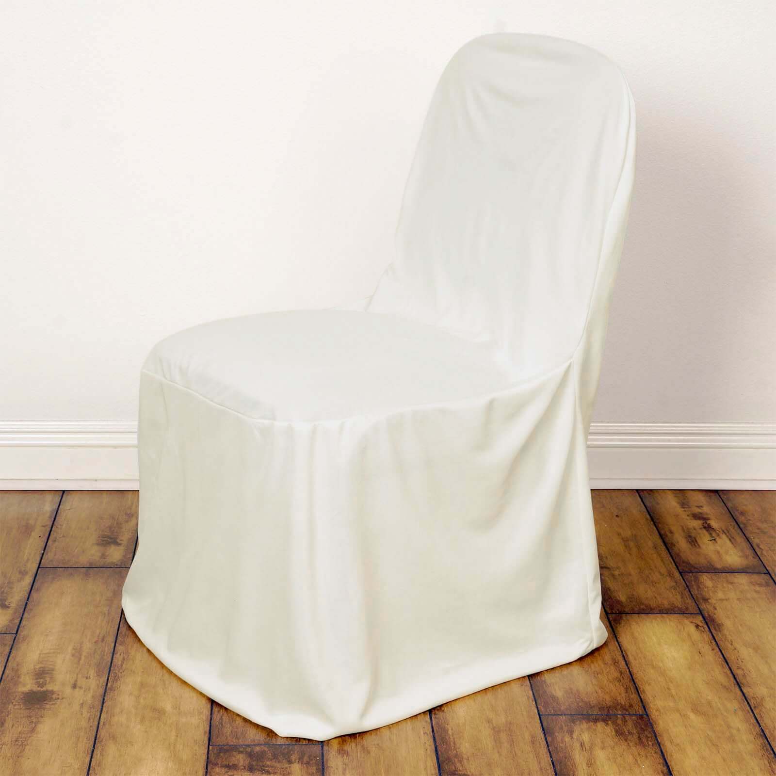 Scuba Stretch Banquet Chair Cover Ivory - Wrinkle Free & Durable Slim Fit Slipcover - Image 7