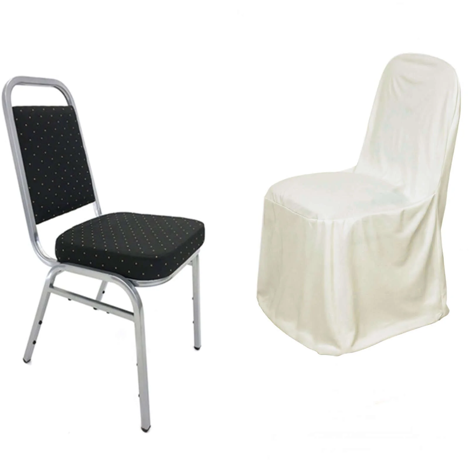 Scuba Stretch Banquet Chair Cover Ivory - Wrinkle Free & Durable Slim Fit Slipcover - Image 8