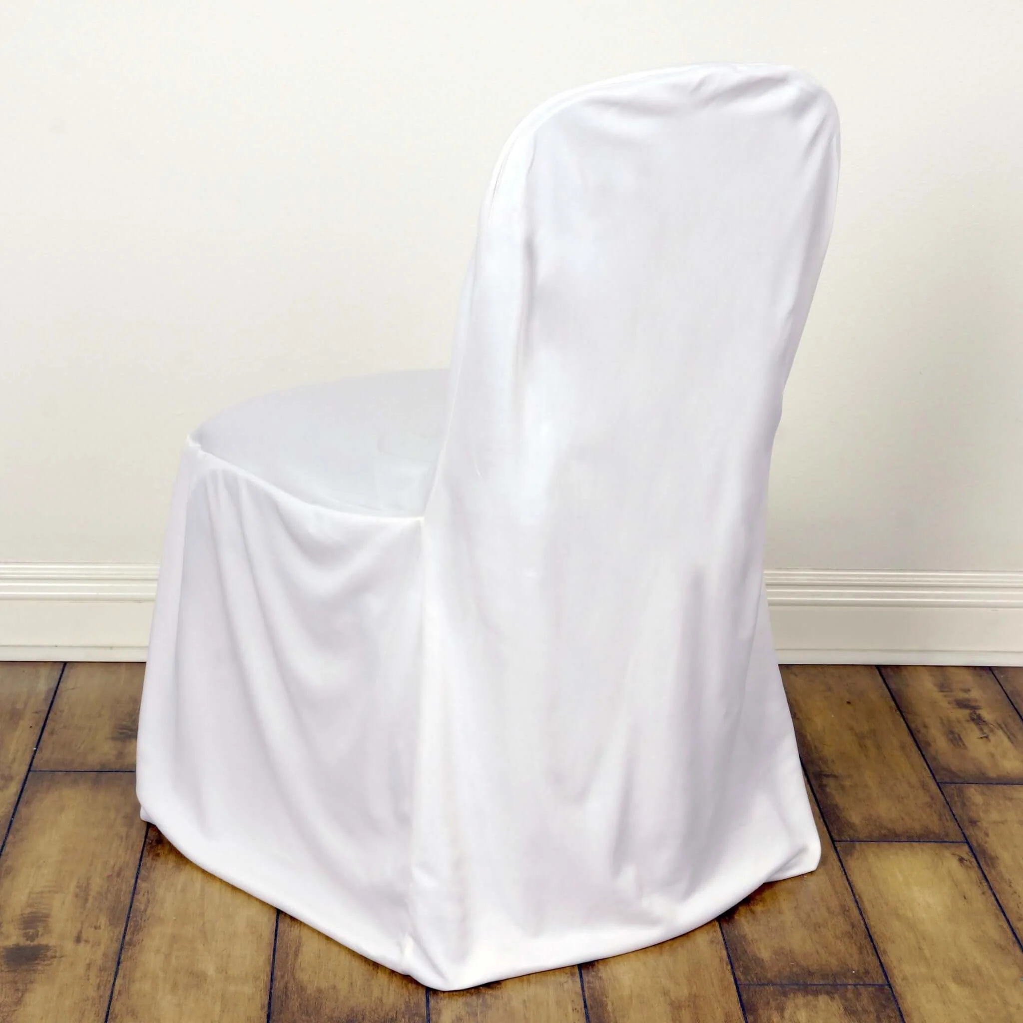 Scuba Stretch Banquet Chair Cover White - Classy Wrinkle Free & Durable Slim Fit Slipcover - Image 2