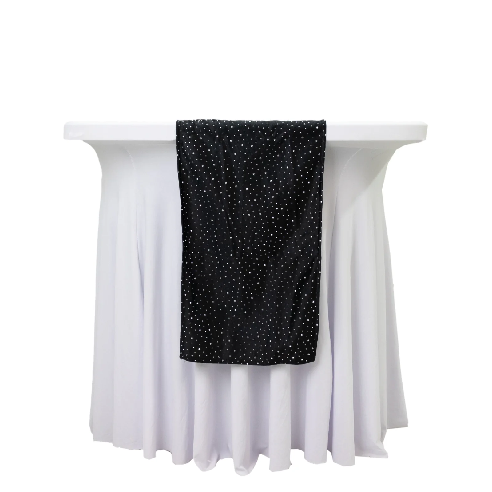 Scuba Table Runner with Rhinestone Accents - Black 12"x108" Wrinkle-Free Table Linen - Image 6