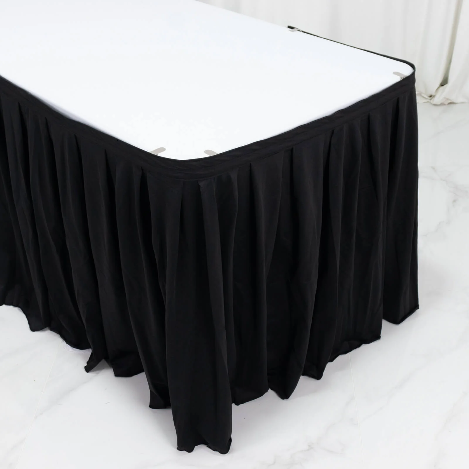 Scuba Table Skirt 14ft Black - Shirred Pleat Wrinkle Free & Stain Resistant Event Skirting - Image 5