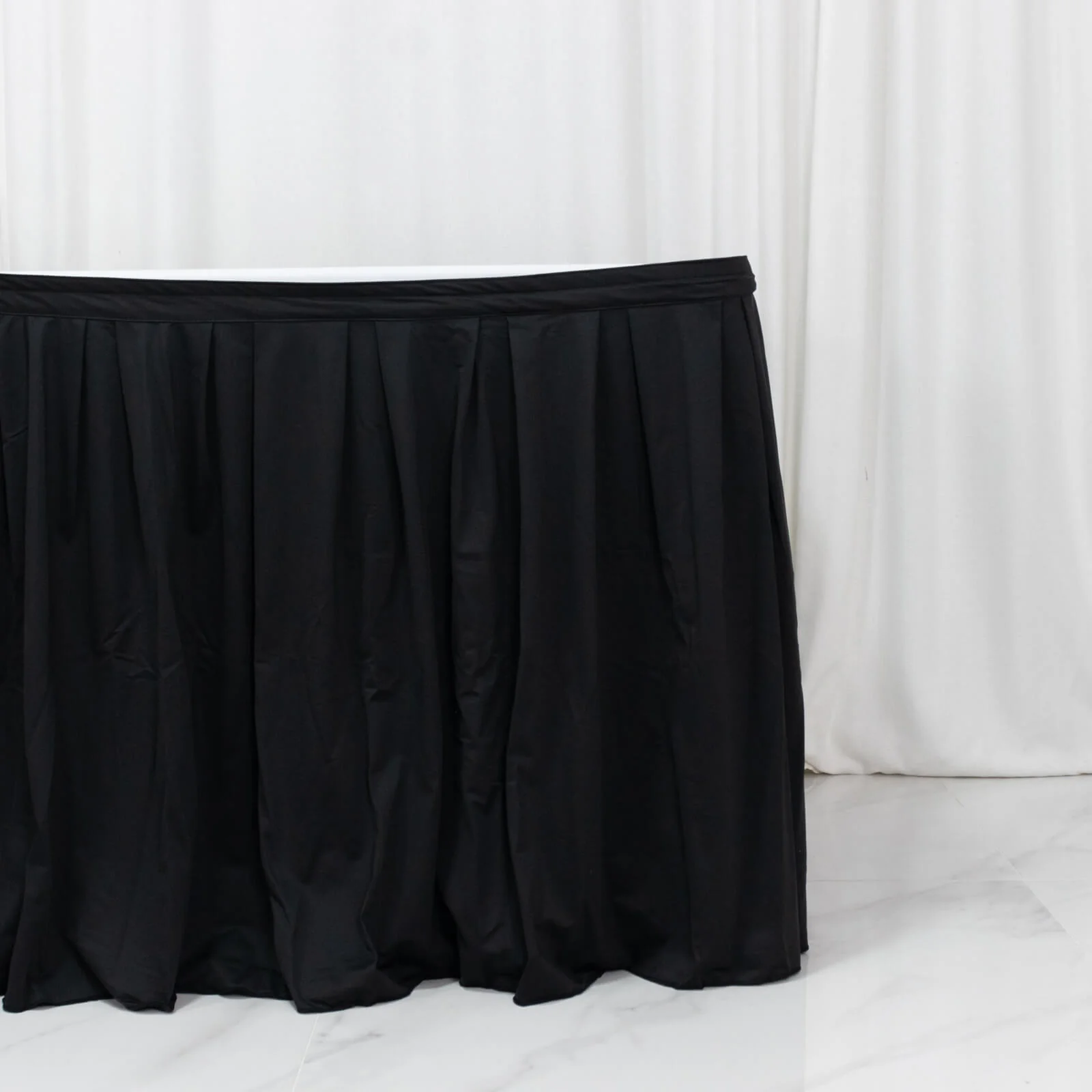 Scuba Table Skirt 17ft Black - Shirred Pleat Wrinkle Free & Stain Resistant Event Skirting - Image 6
