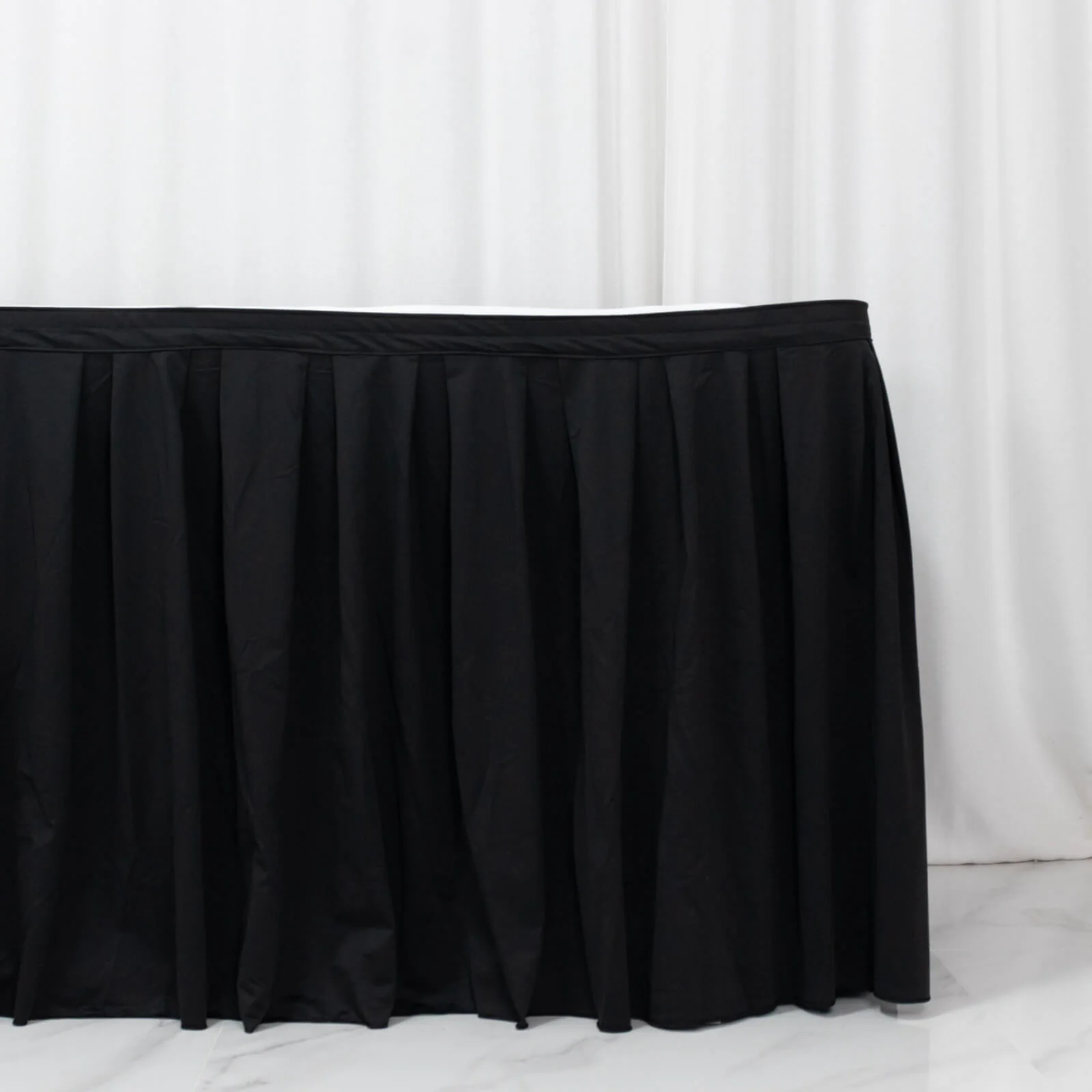 Scuba Table Skirt 21ft Black - Shirred Pleat Wrinkle Free & Stain Resistant Event Skirting - Image 6