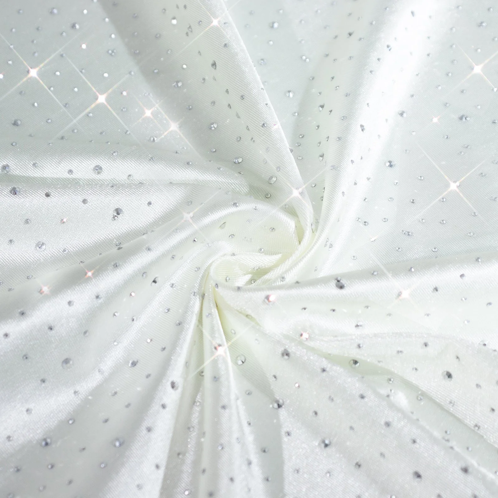 Scuba Rectangular 90"×132" Pearl White Tablecloth with Rhinestone Accents – Wrinkle-Free, Stain-Resistant & Seamless Luxury Event Cover - Image 8
