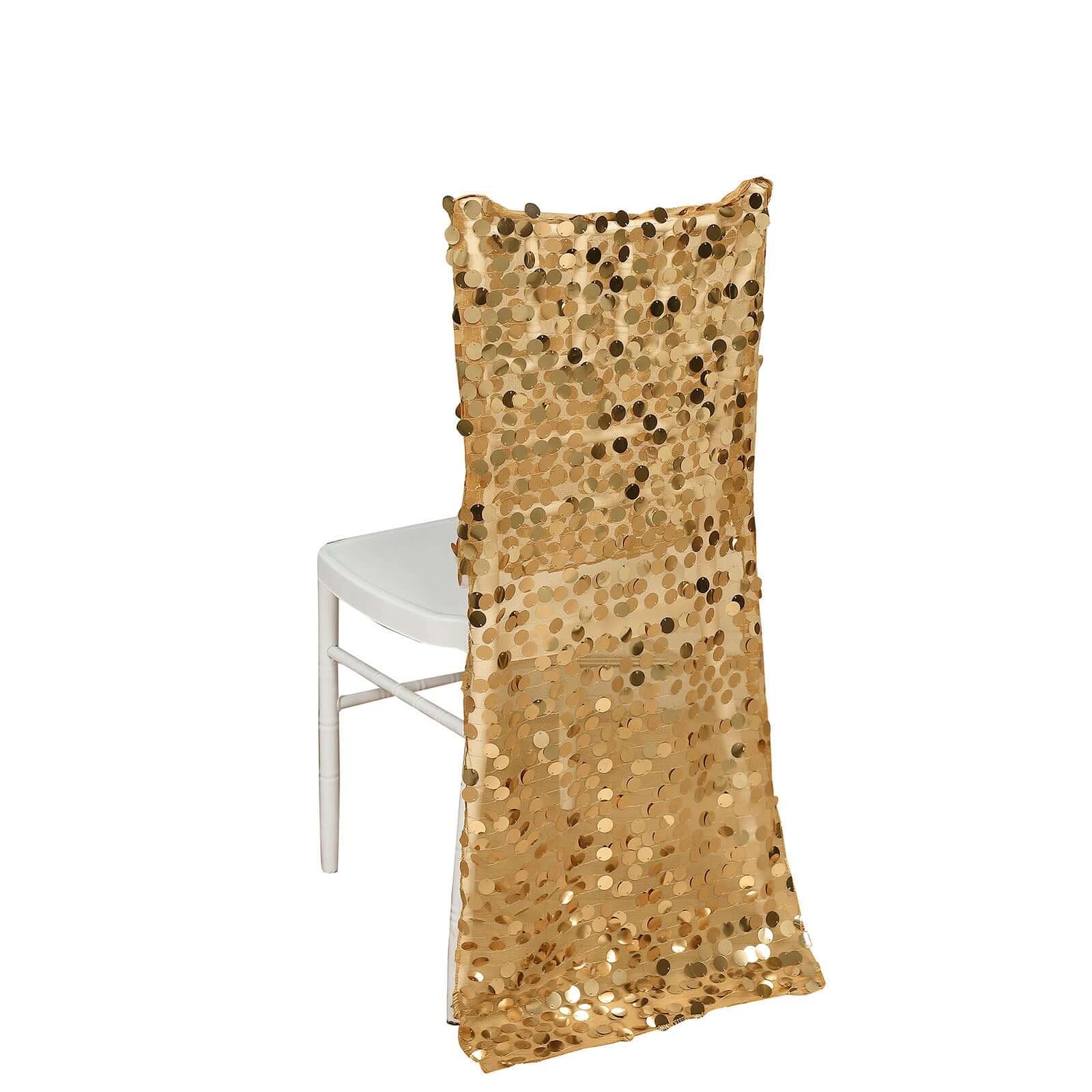 Sequin Chiavari Chair Slipcover Big Payette Style Gold - Radiant Decorative Cover for Weddings - Image 5