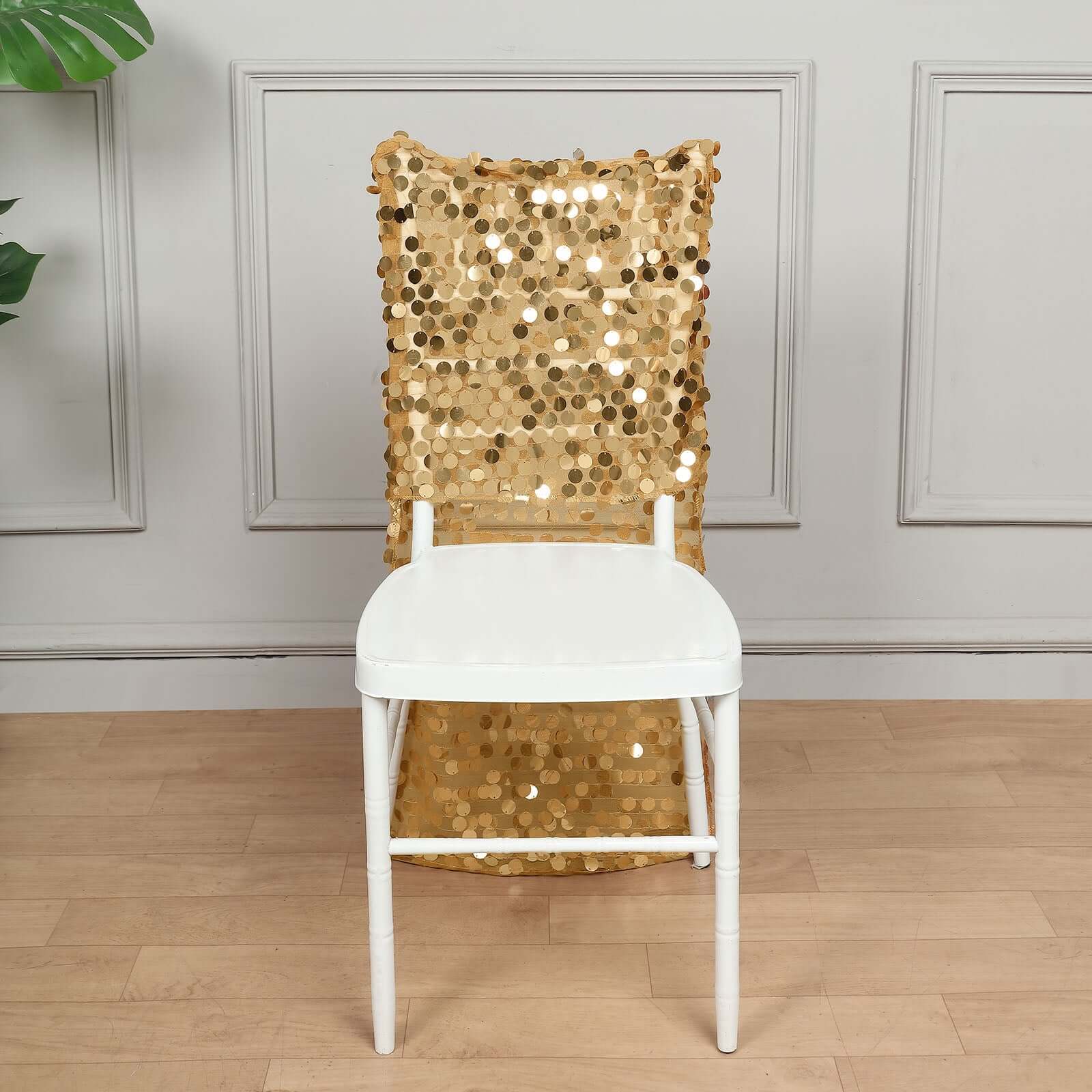 Sequin Chiavari Chair Slipcover Big Payette Style Gold - Radiant Decorative Cover for Weddings - Image 6