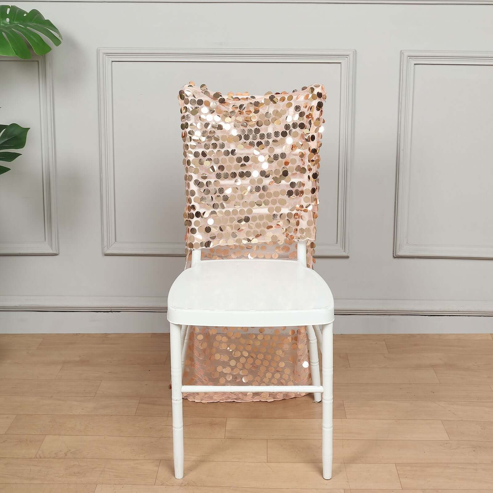 Sequin Chiavari Chair Slipcover Big Payette Style Rose Gold - Decorative Chair Back Cover - Image 6