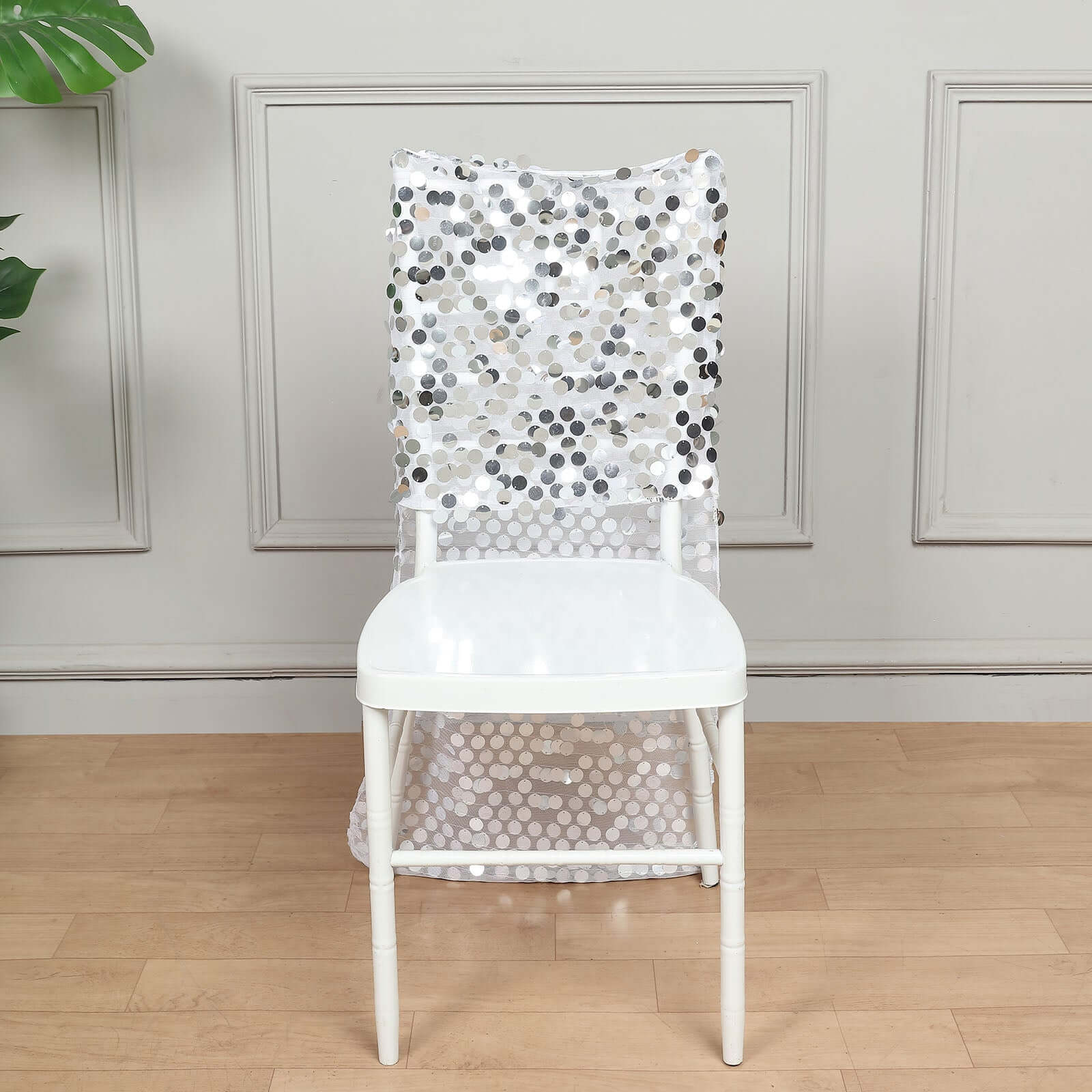 Sequin Chiavari Chair Slipcover Big Payette Style Silver - Decorative Chair Back Cover - Image 5