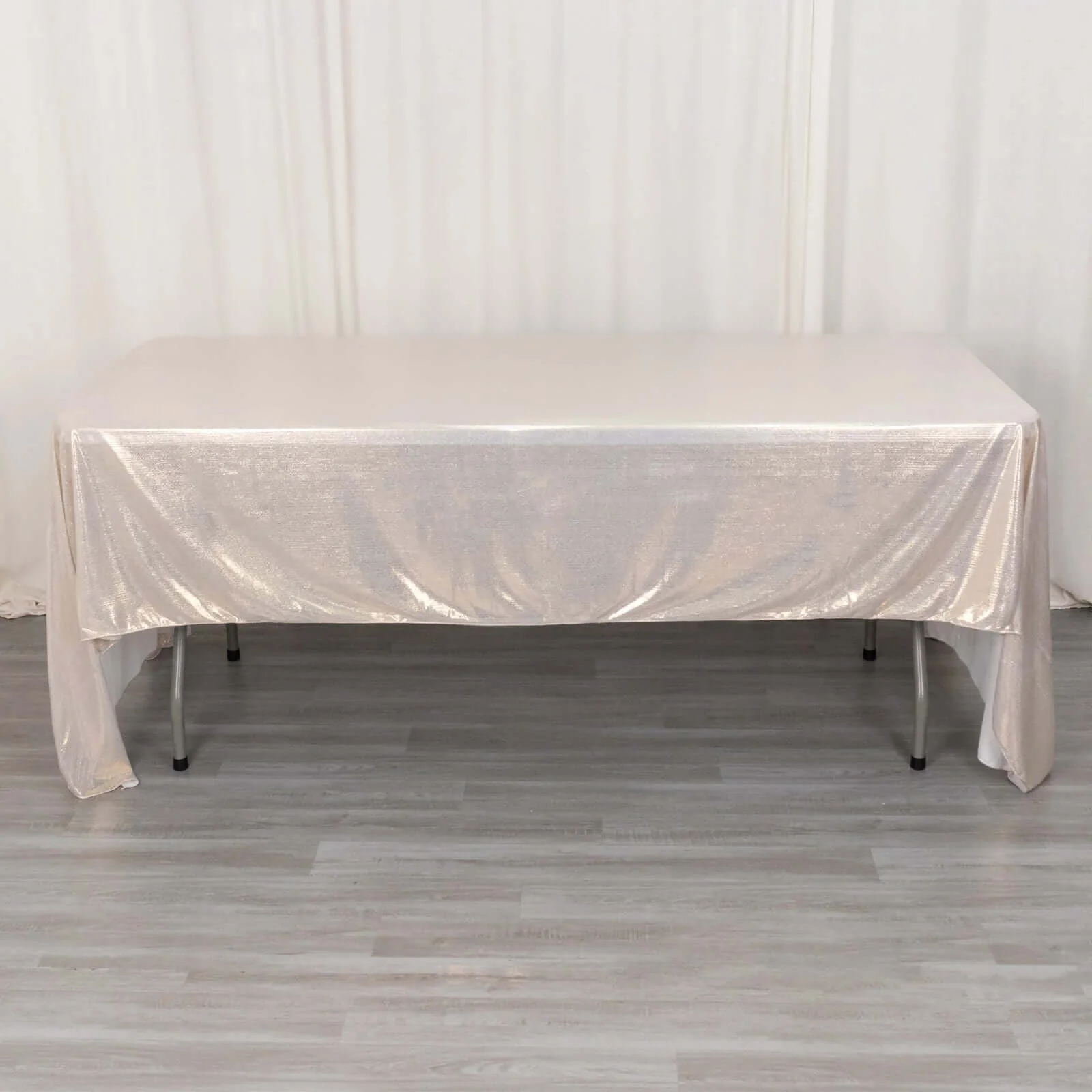 Sequin Dots Polyester Rectangle Tablecloth 60"x126" Beige Shimmer - Wrinkle Free & Sparkling Table Cover
