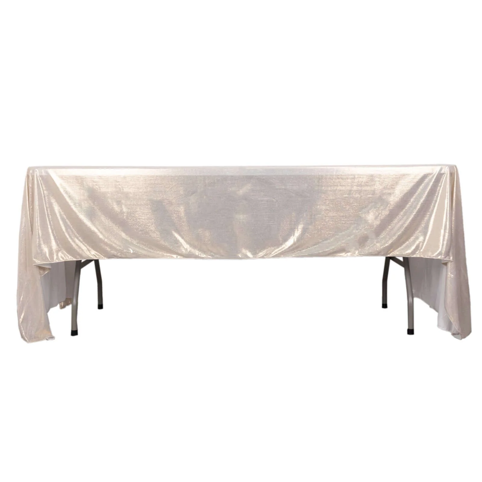 Sequin Dots Polyester Rectangle Tablecloth 60"x126" Beige Shimmer - Wrinkle Free & Sparkling Table Cover - Image 6