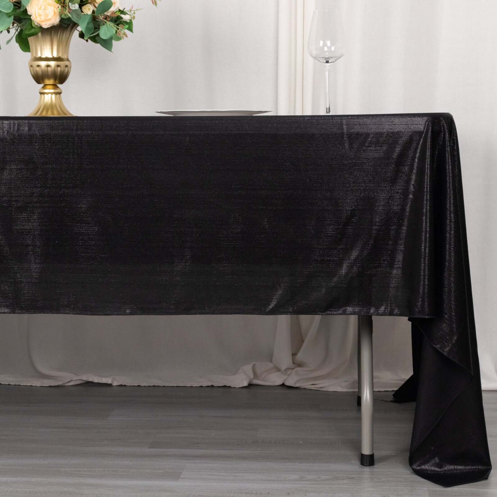 Sequin Dots Polyester Rectangle Tablecloth 60"x126" Black Shimmer - Wrinkle Free & Sparkling Table Cover - Image 2