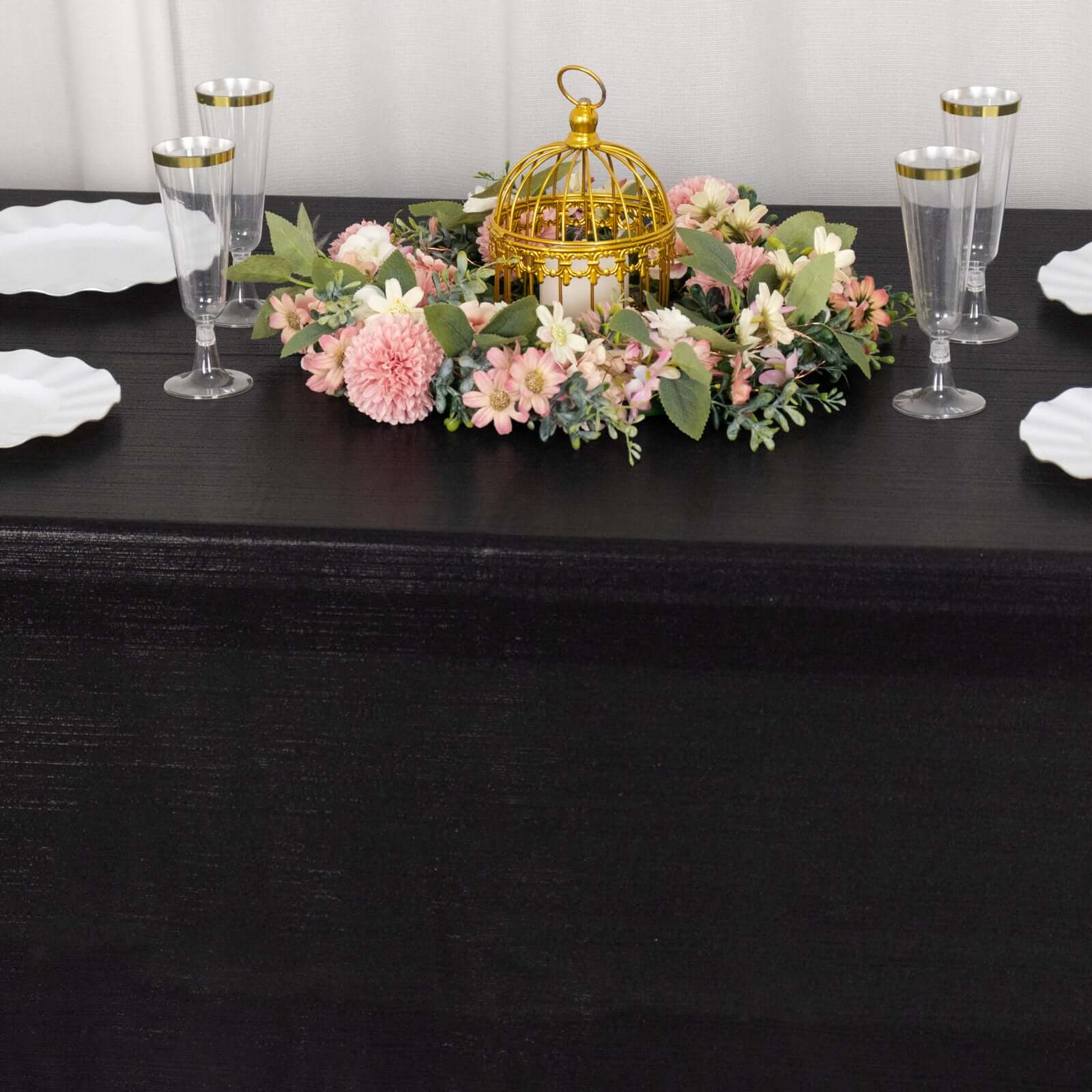 Sequin Dots Polyester Rectangle Tablecloth 60"x126" Black Shimmer - Wrinkle Free & Sparkling Table Cover - Image 6