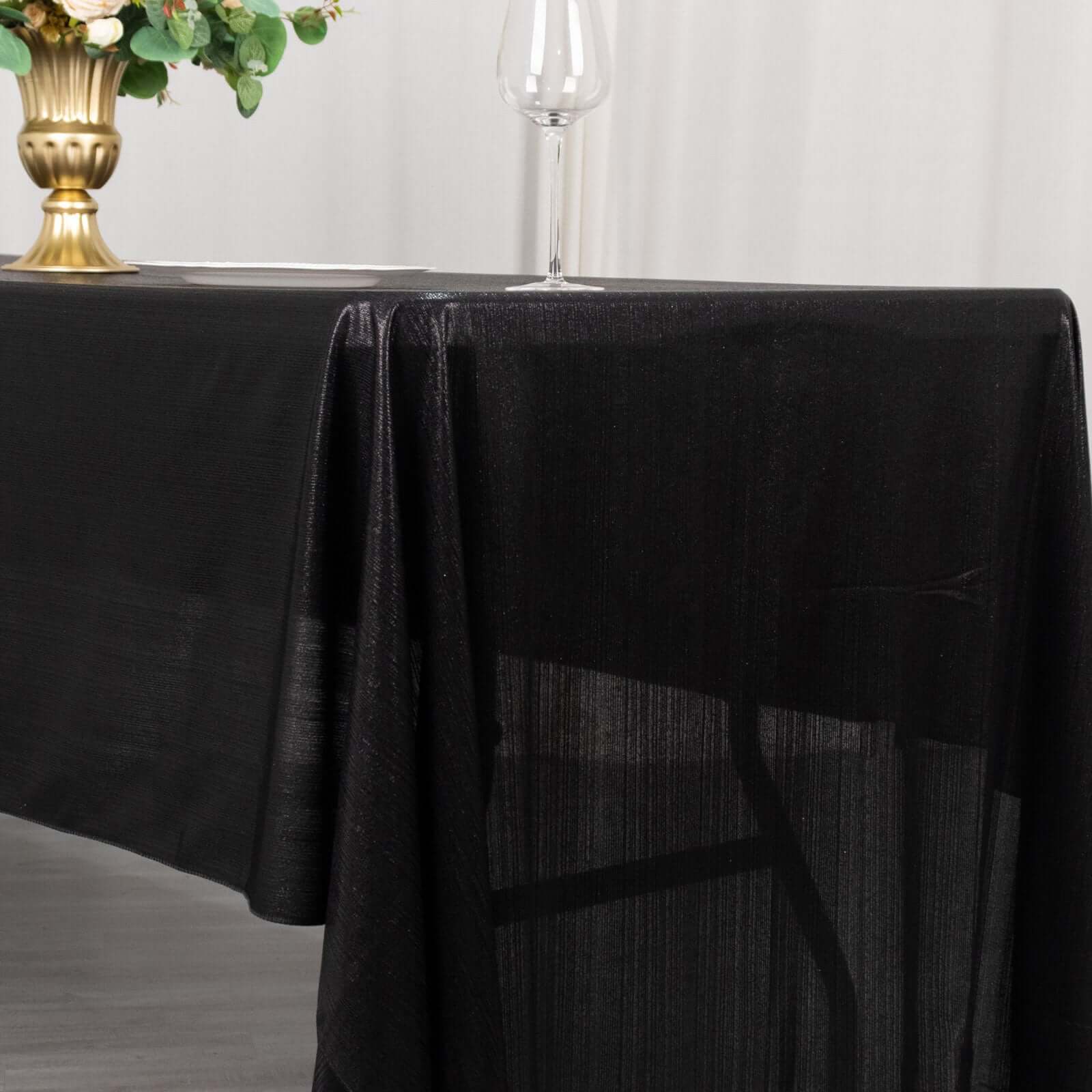 Sequin Dots Polyester Rectangle Tablecloth 60"x126" Black Shimmer - Wrinkle Free & Sparkling Table Cover - Image 7
