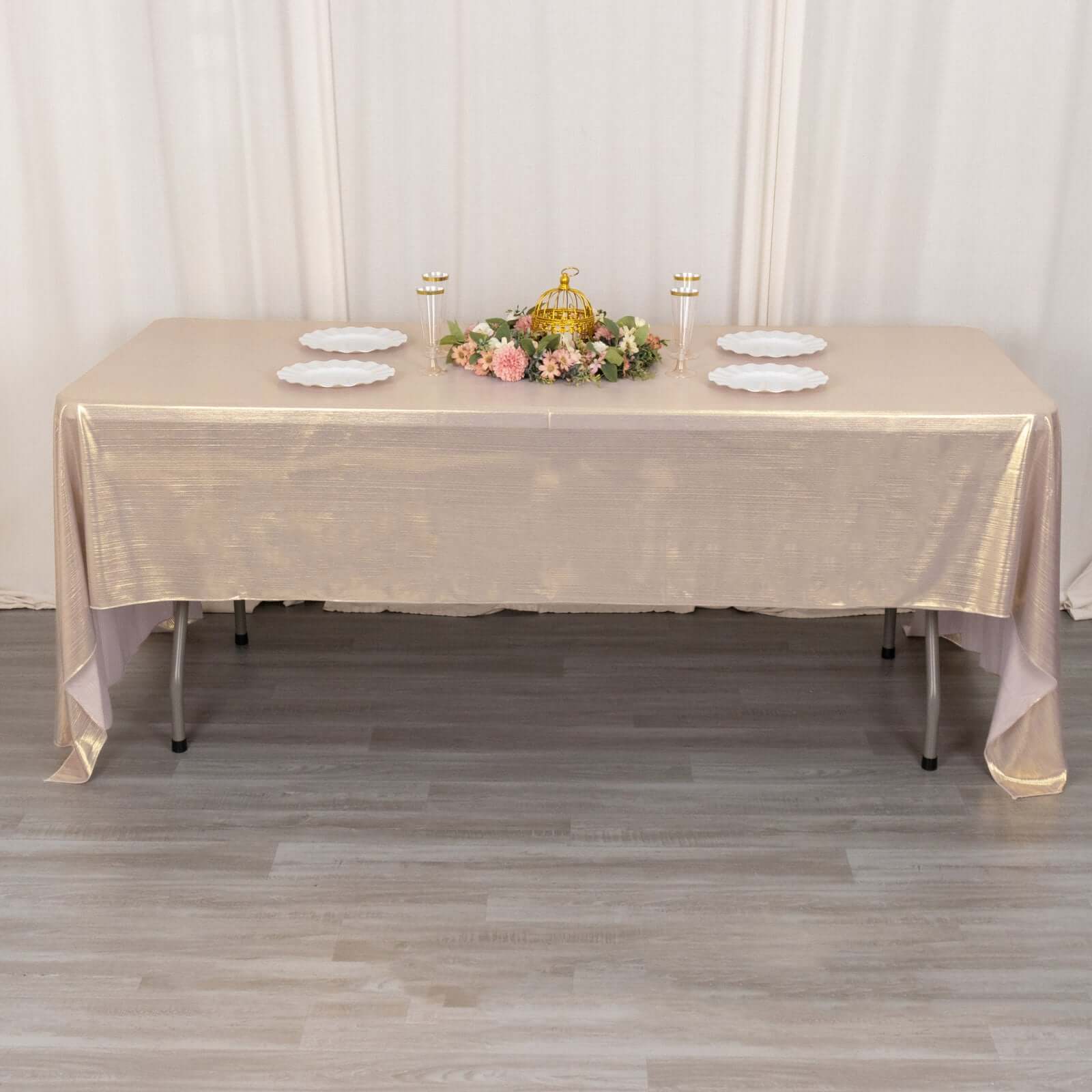 Sequin Dots Polyester Rectangle Tablecloth 60"x126" Blush Shimmer - Wrinkle Free & Sparkling Table Cover - Image 4
