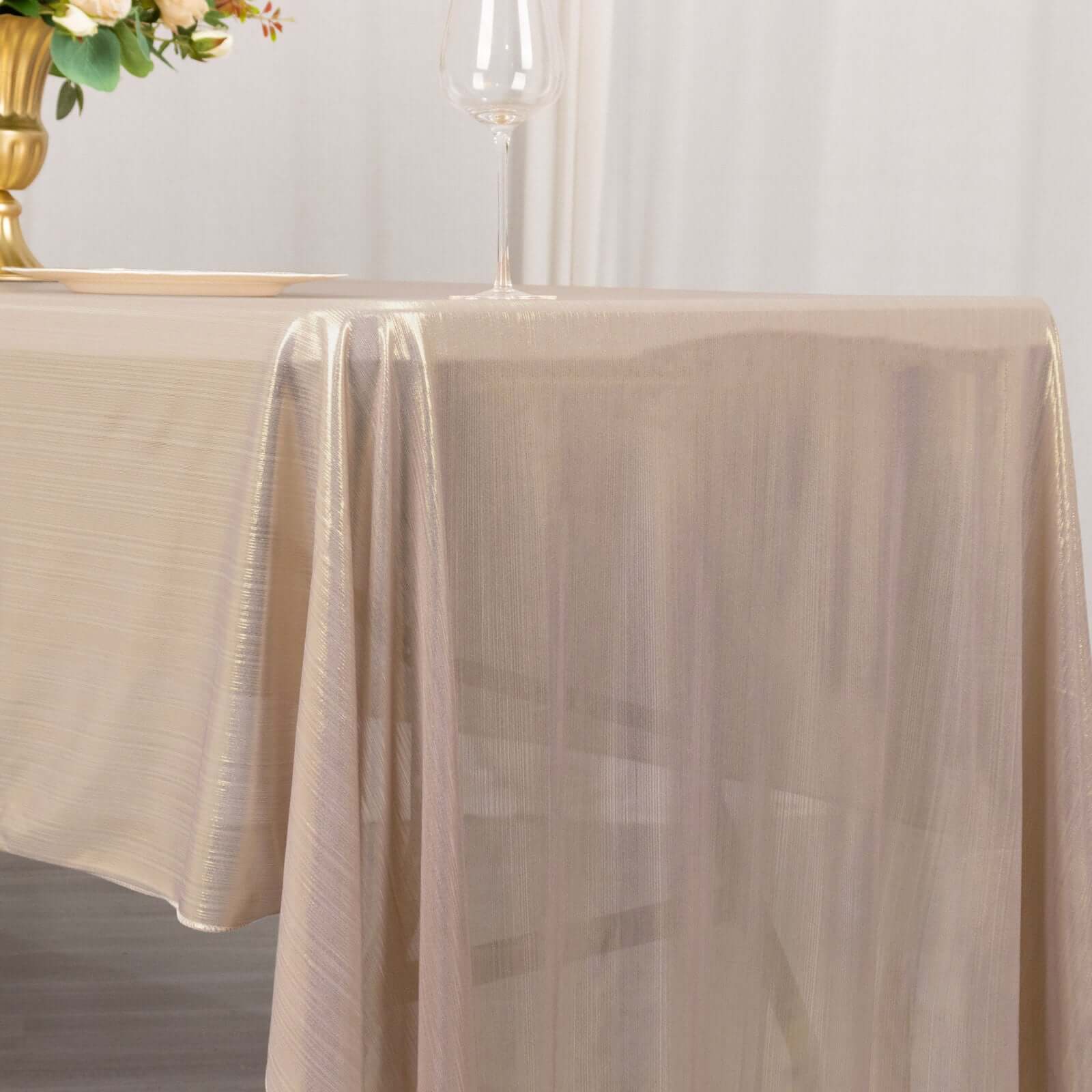Sequin Dots Polyester Rectangle Tablecloth 60"x126" Blush Shimmer - Wrinkle Free & Sparkling Table Cover - Image 9