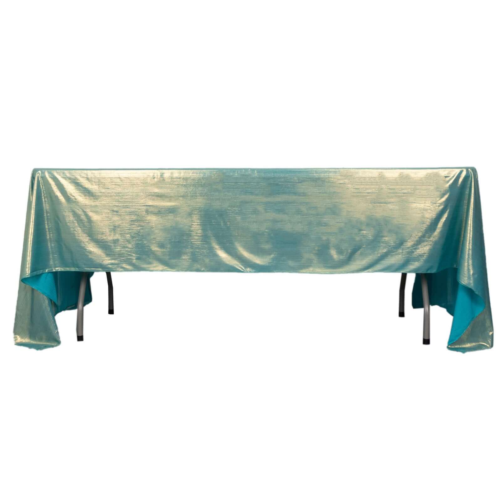 Sequin Dots Polyester Rectangle Tablecloth 60"x126" Turquoise Shimmer - Wrinkle Free & Sparkling Table Cover - Image 6