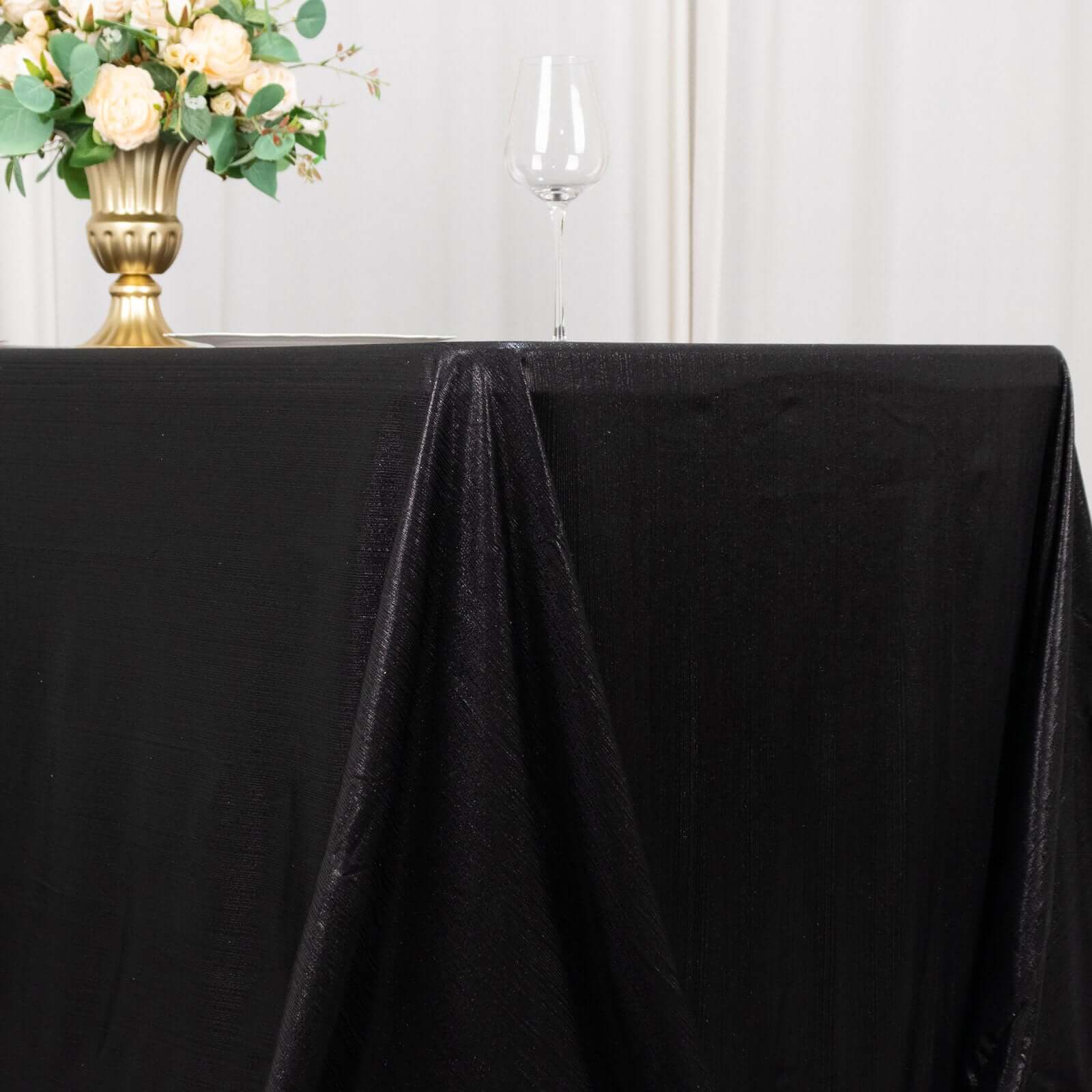 Sequin Dots Polyester Rectangle Tablecloth 90"x132" Black Shimmer - Seamless, Wrinkle Free & Glittering Table Cover - Image 7
