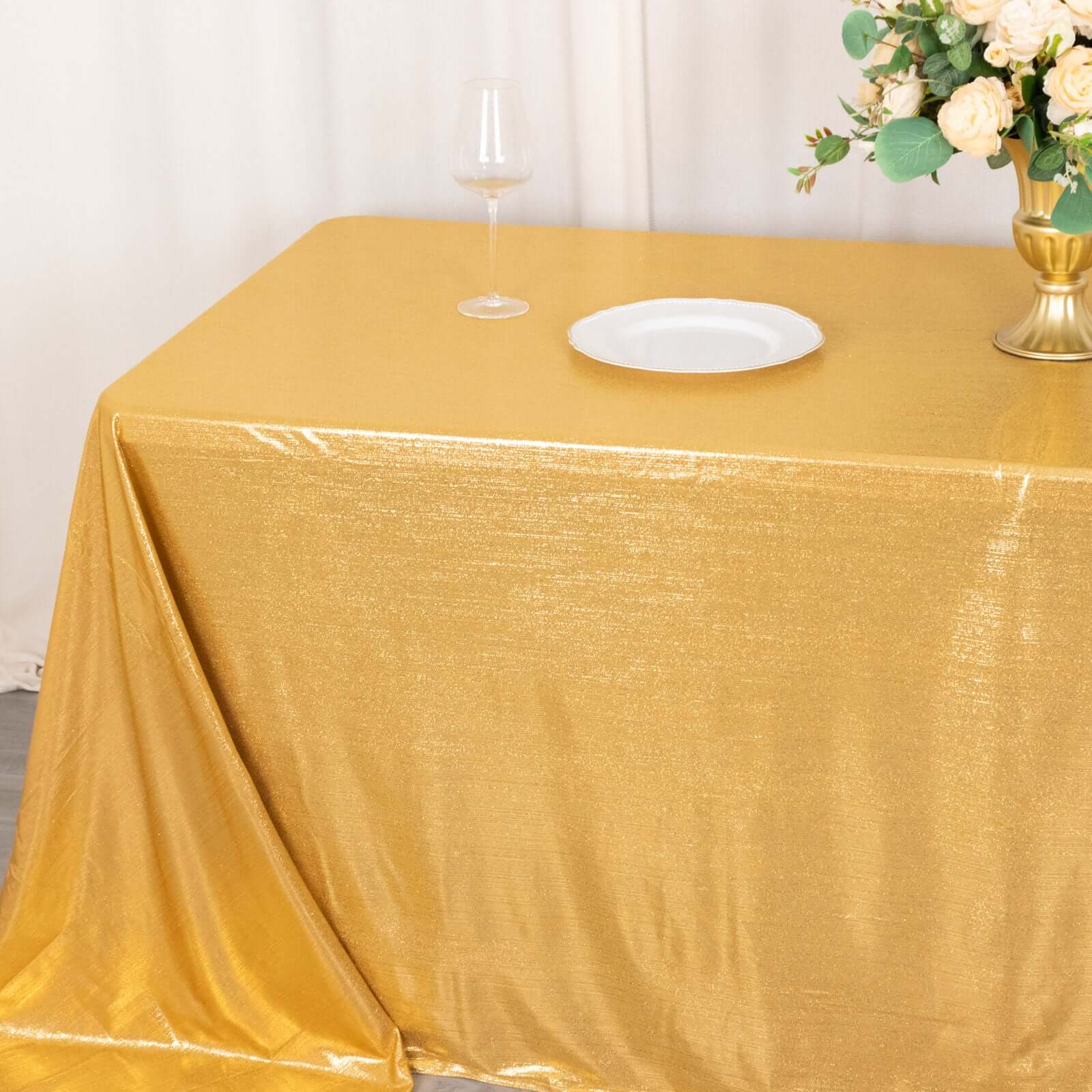 Sequin Dots Polyester Rectangle Tablecloth 90"x132" Gold Shimmer - Seamless, Wrinkle Free & Glittering Table Cover for Upscale Events - Image 8
