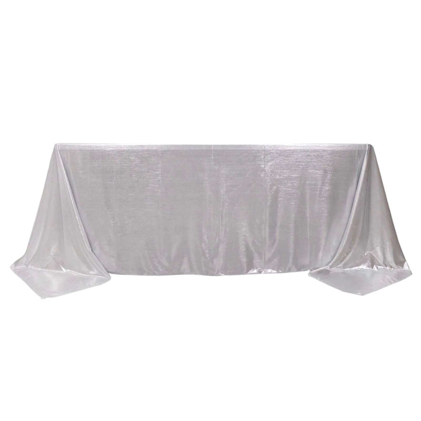 Sequin Dots Polyester Rectangle Tablecloth 90"x132" Silver Shimmer - Seamless, Wrinkle Free & Glittering Table Cover - Image 5
