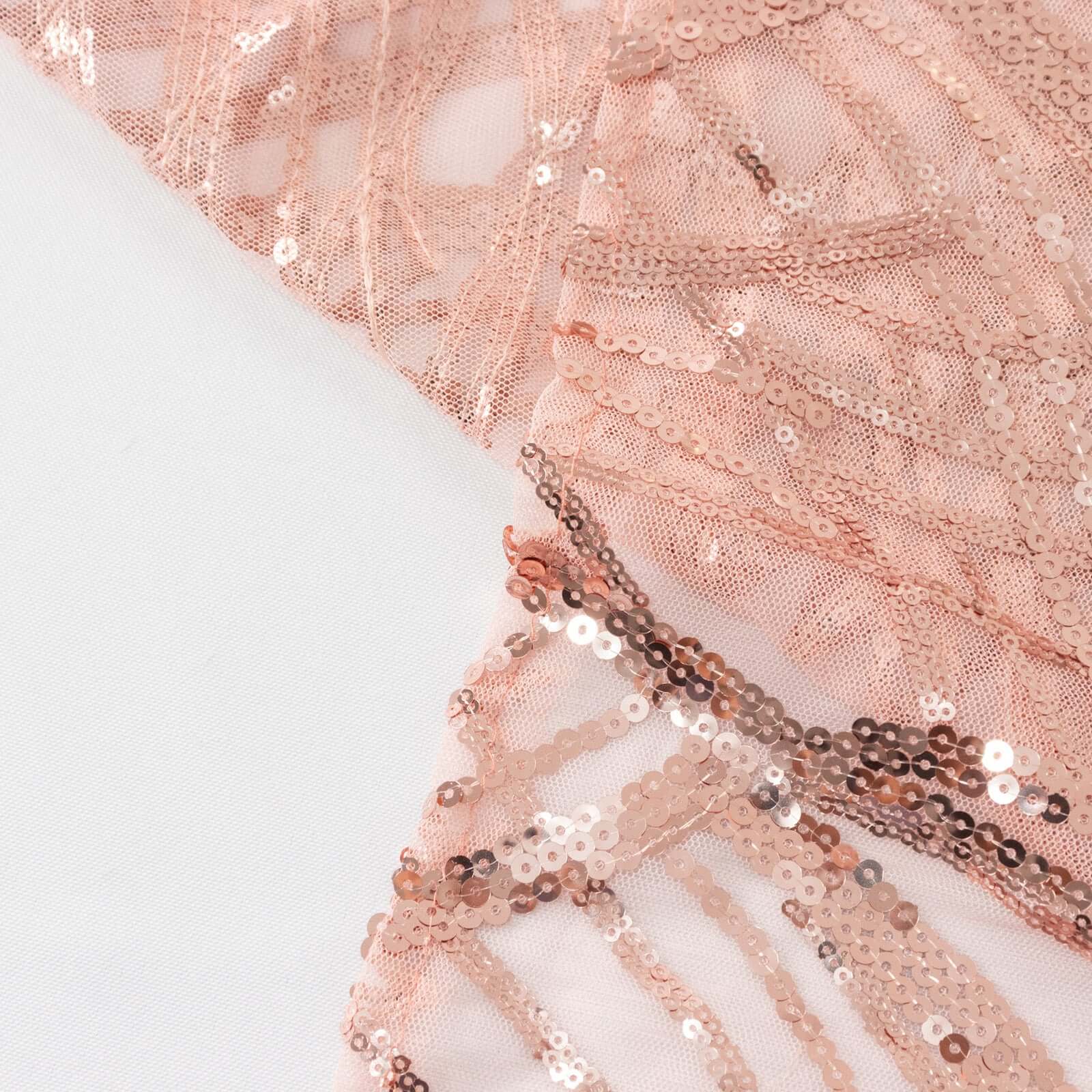 Sequin Mesh Table Overlay 72"x72" Blush Wave Embroidered Table Topper - Image 6