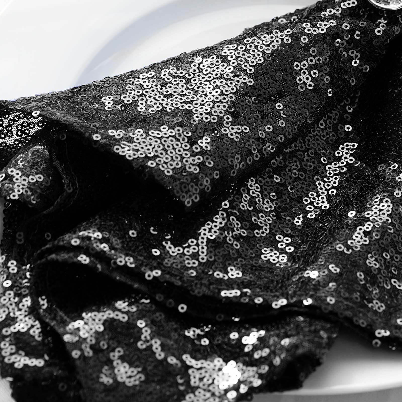 Sequin Napkin 20"x20" Black - Sparkling Reusable Cloth Napkin - Image 6