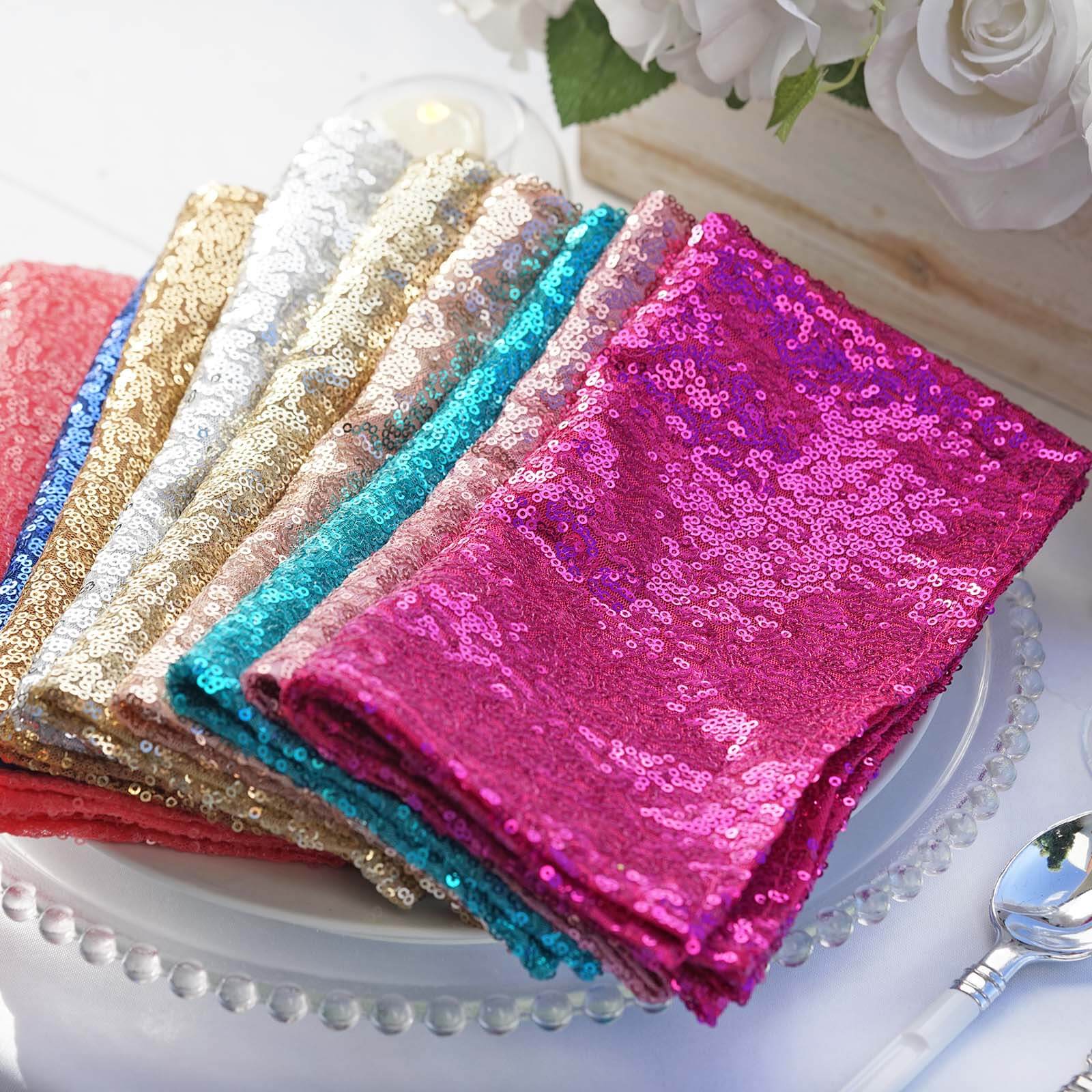 Sequin Napkin 20"x20" Blush - Sparkling Reusable Cloth Napkin - Image 8