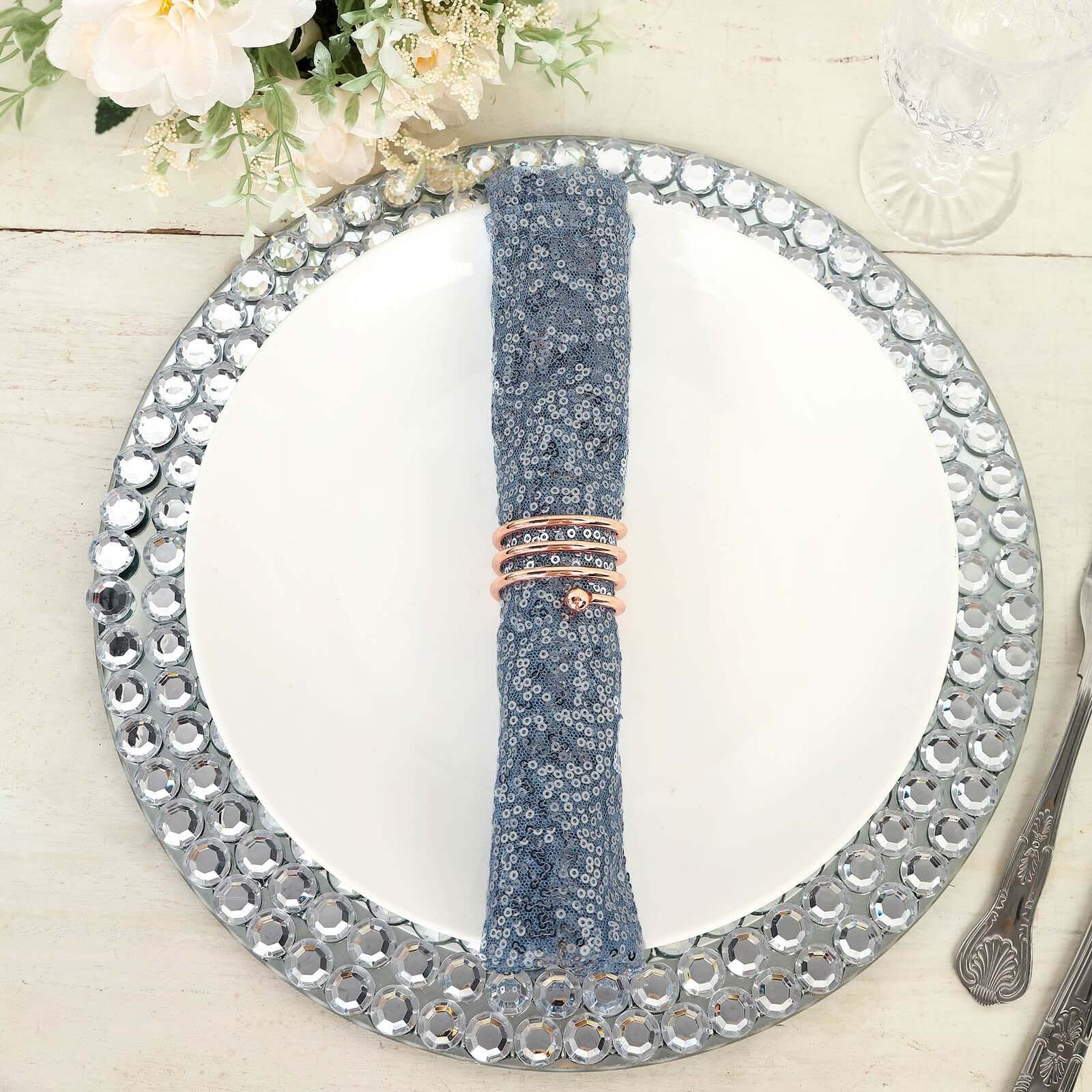 Sequin Napkin 20"x20" Dusty Blue - Sparkling Reusable Cloth Napkin - Image 11