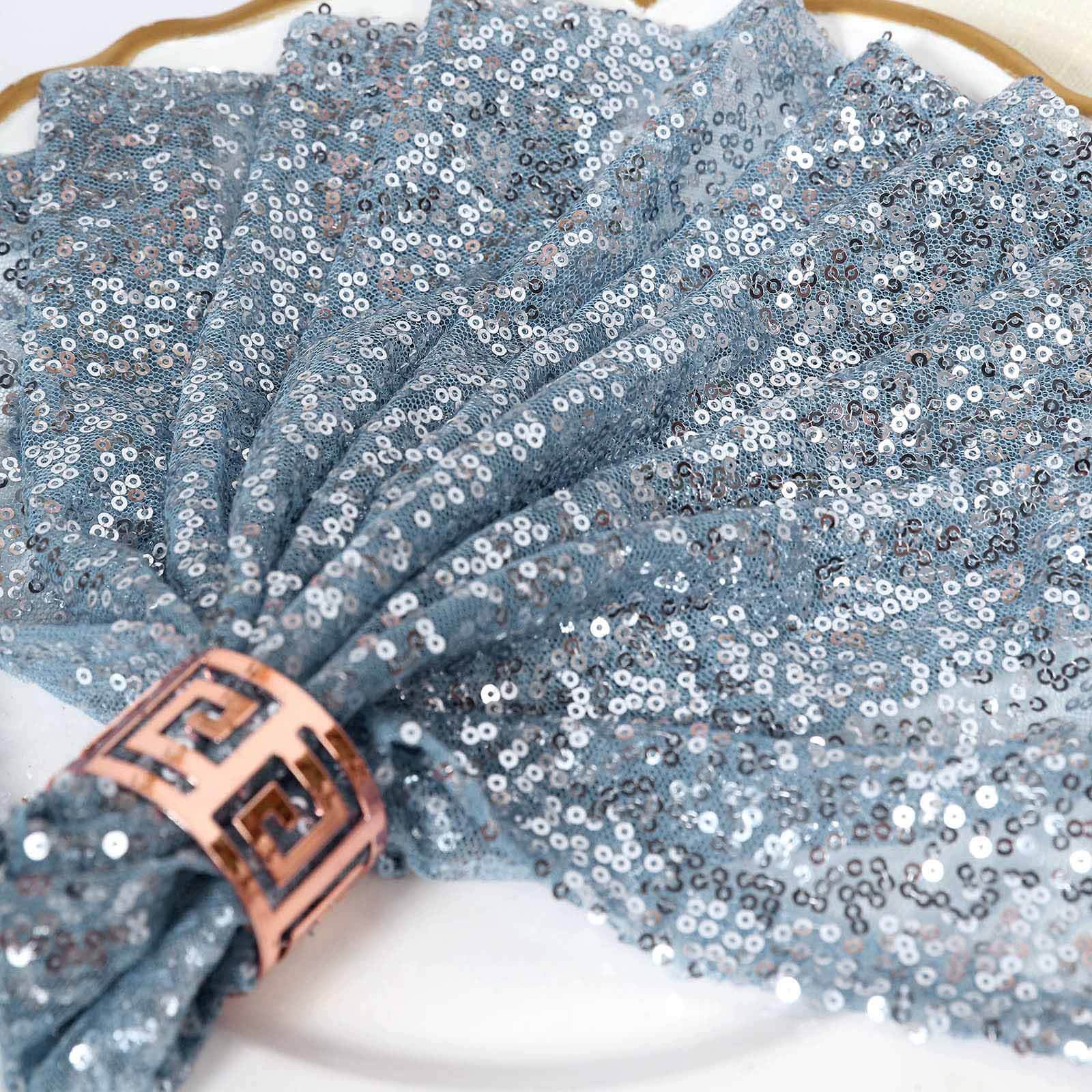 Sequin Napkin 20"x20" Dusty Blue - Sparkling Reusable Cloth Napkin - Image 13