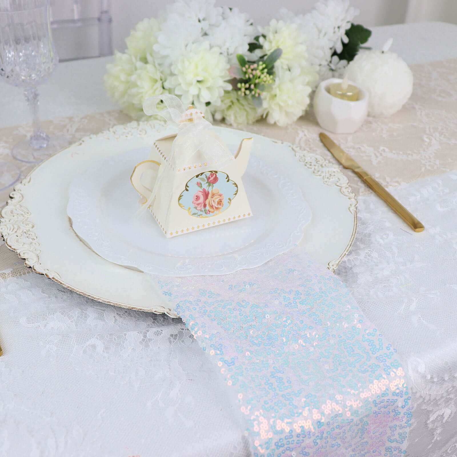 Sequin Napkin 20"x20" Iridescent Blue - Sparkling Reusable Cloth Napkin - Image 10